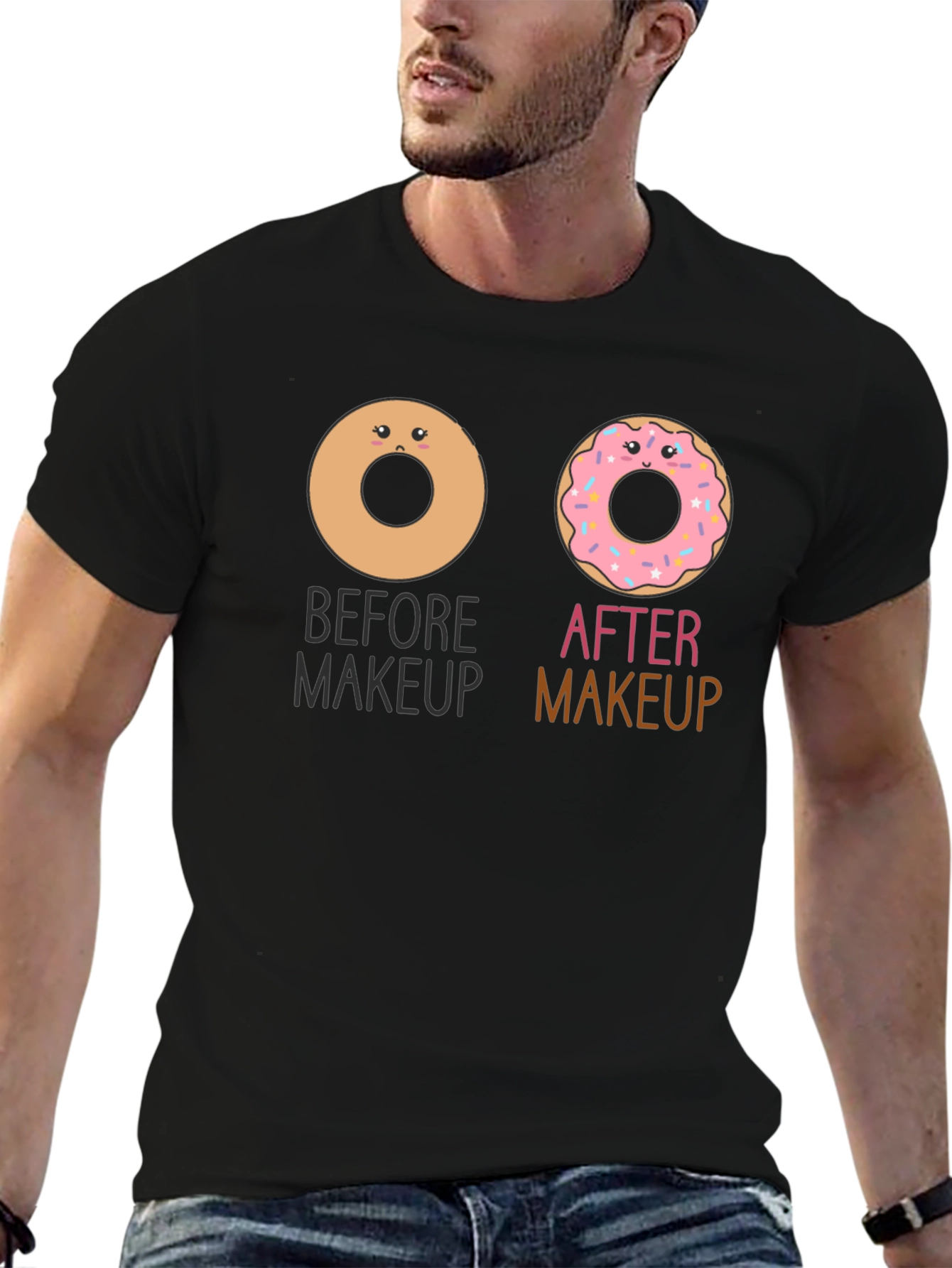 Donut Makeup T-Shirt Funny Graphic Tee