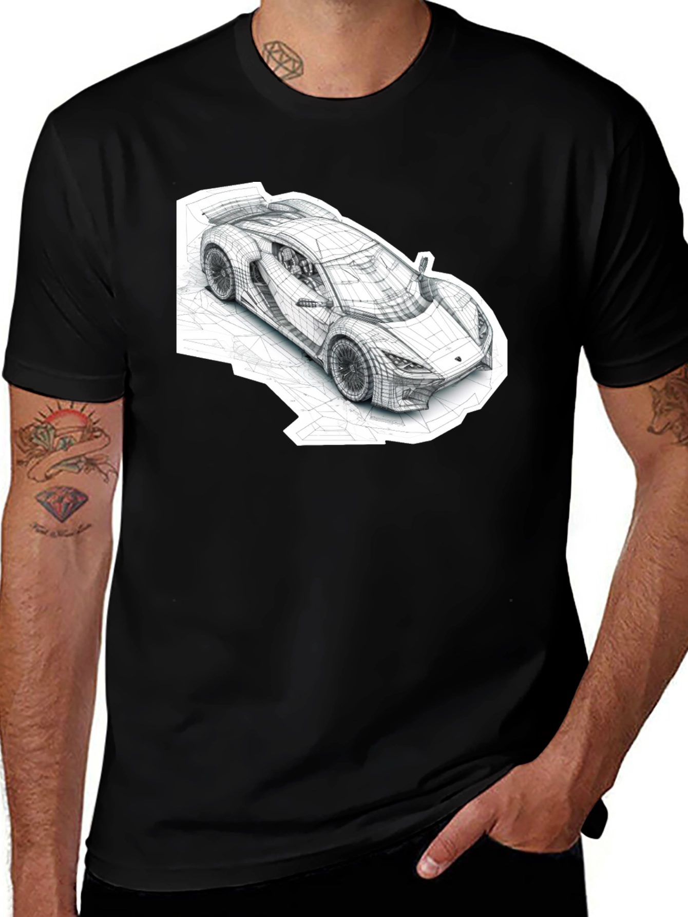 Abstract Car Design Black T-Shirt