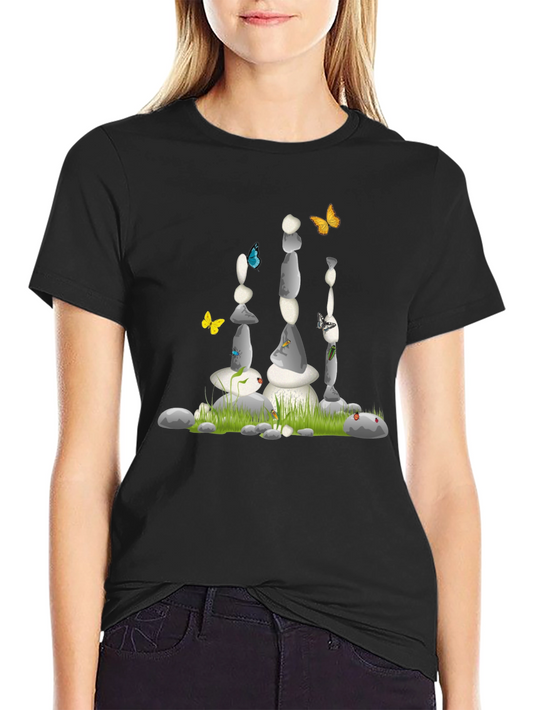 Stone Balance Art Black T-Shirt