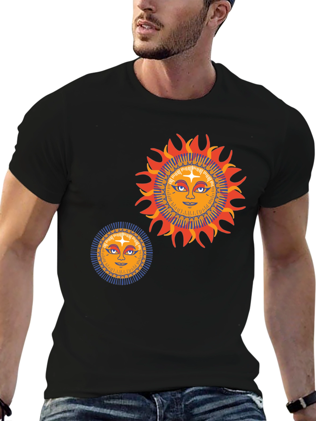 Sun Graphic Tee - Retro Style Black T-Shirt