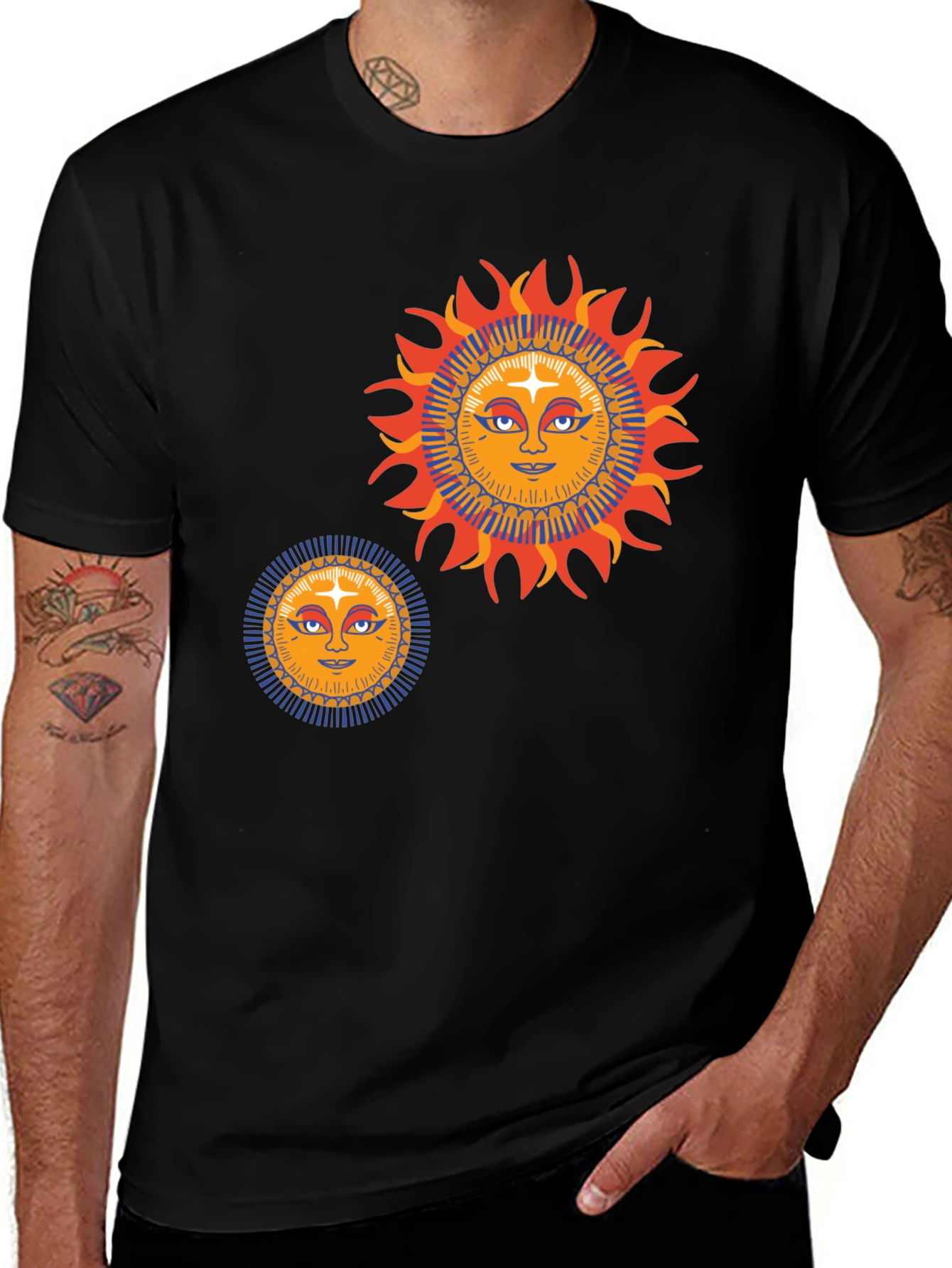 Sun Graphic Tee - Retro Style Black T-Shirt