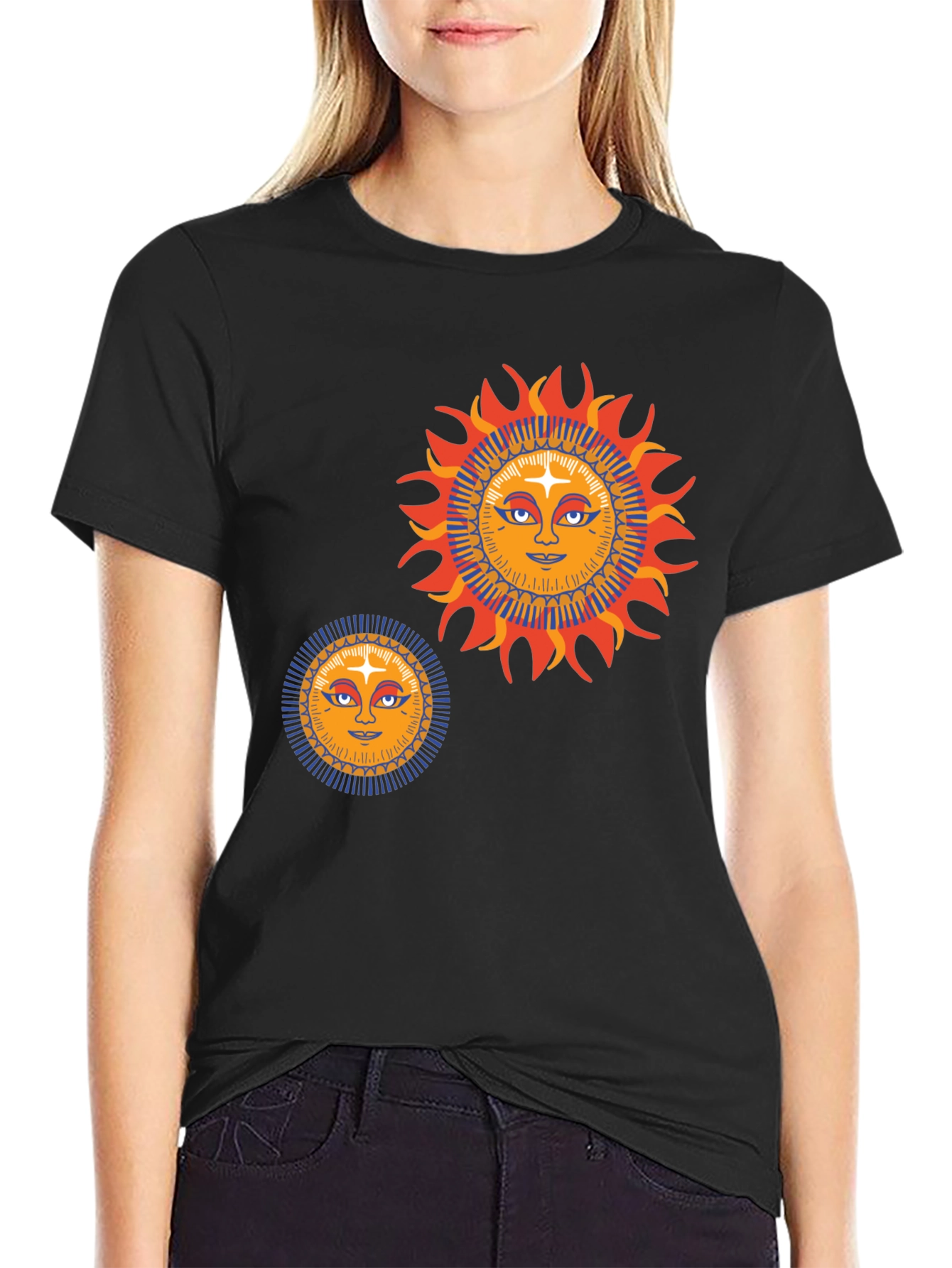 Sun Graphic Tee - Retro Style Black T-Shirt