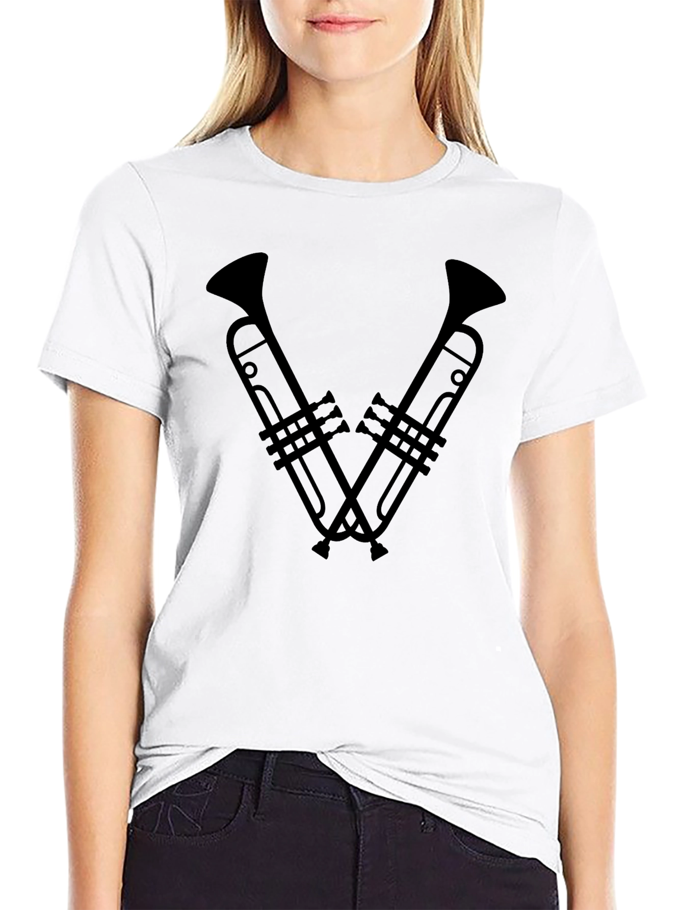 Trumpet V-Neck Graphic Tee - Musician T-Shirt