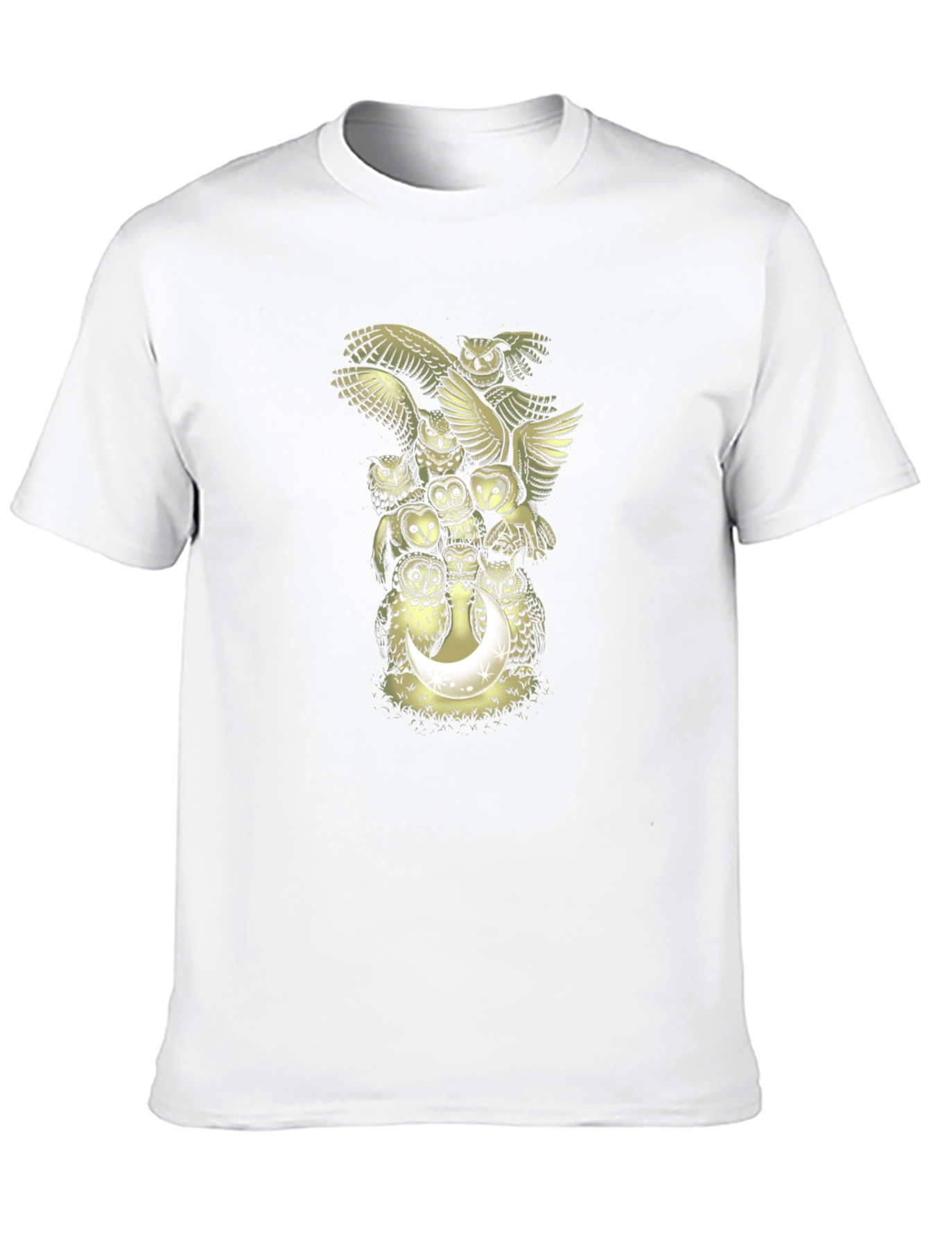 Owl Moon Graphic Print Mens Black T-Shirt