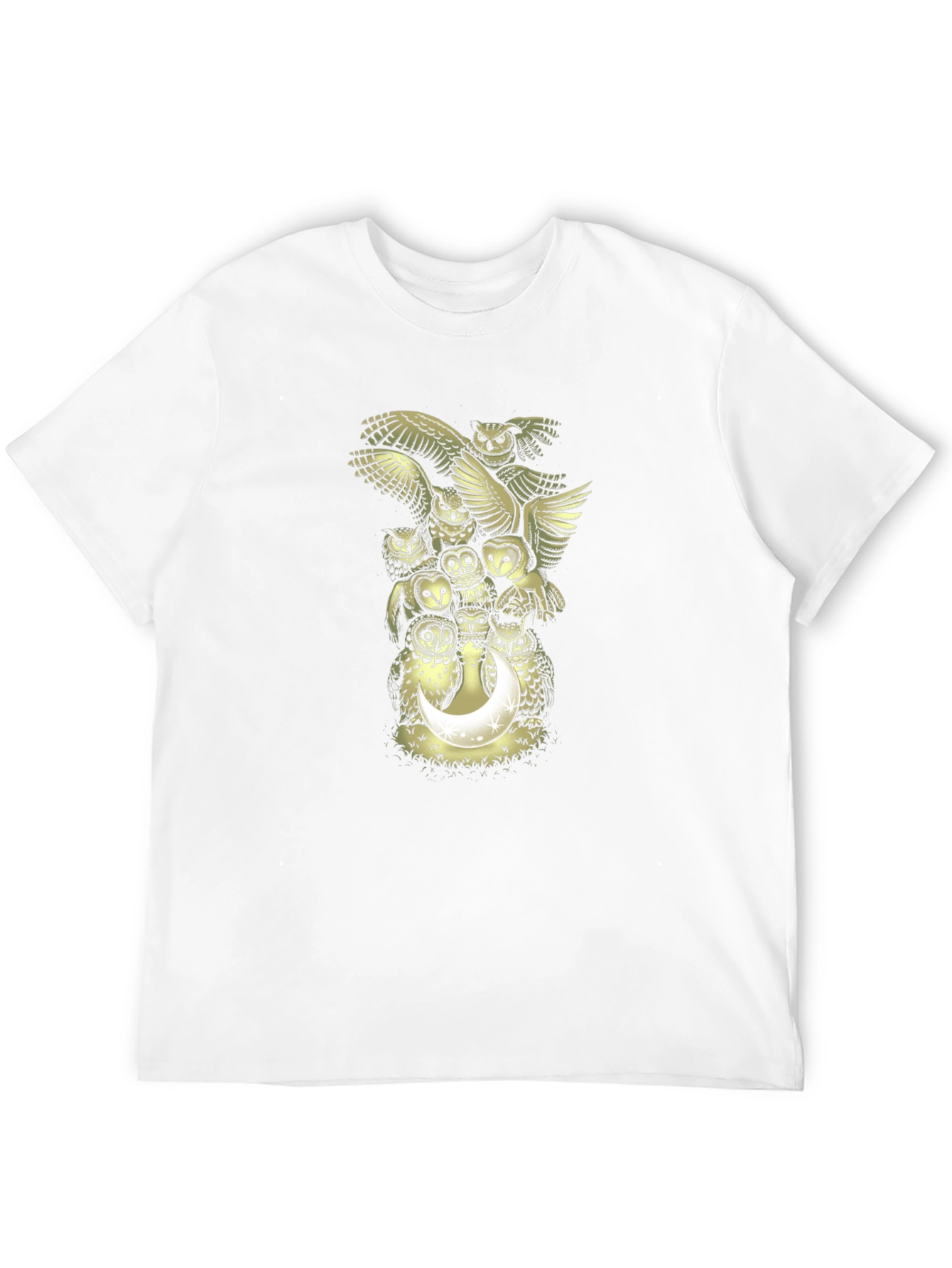 Owl Moon Graphic Print Mens Black T-Shirt