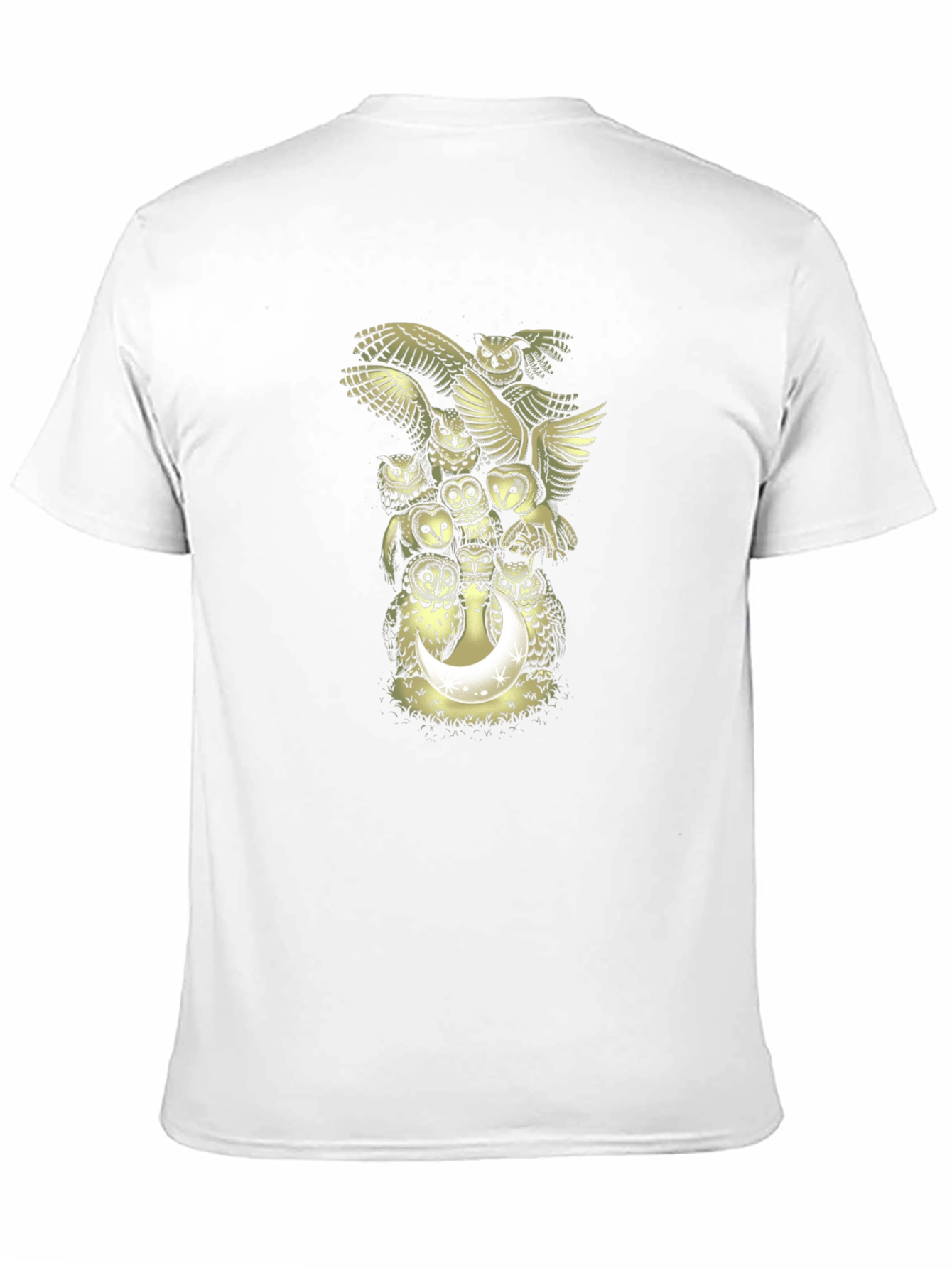 Owl Moon Graphic Print Mens Black T-Shirt