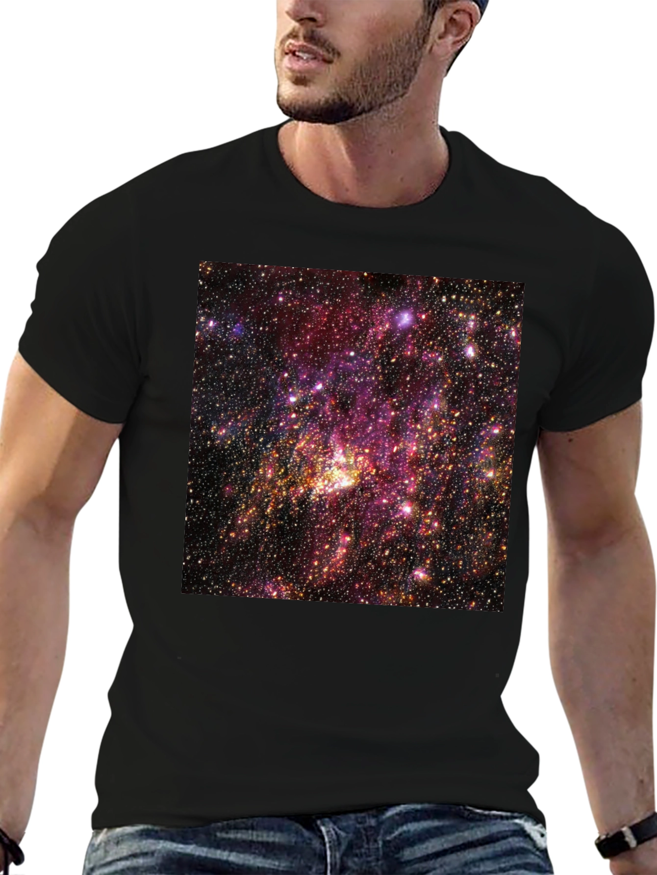 Cosmic Nebula Graphic T-Shirt - Black