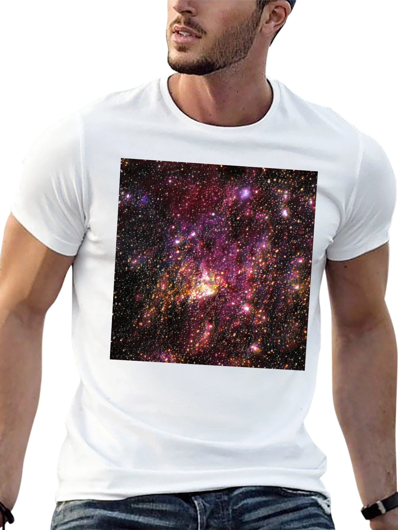 Cosmic Nebula Graphic T-Shirt - Black