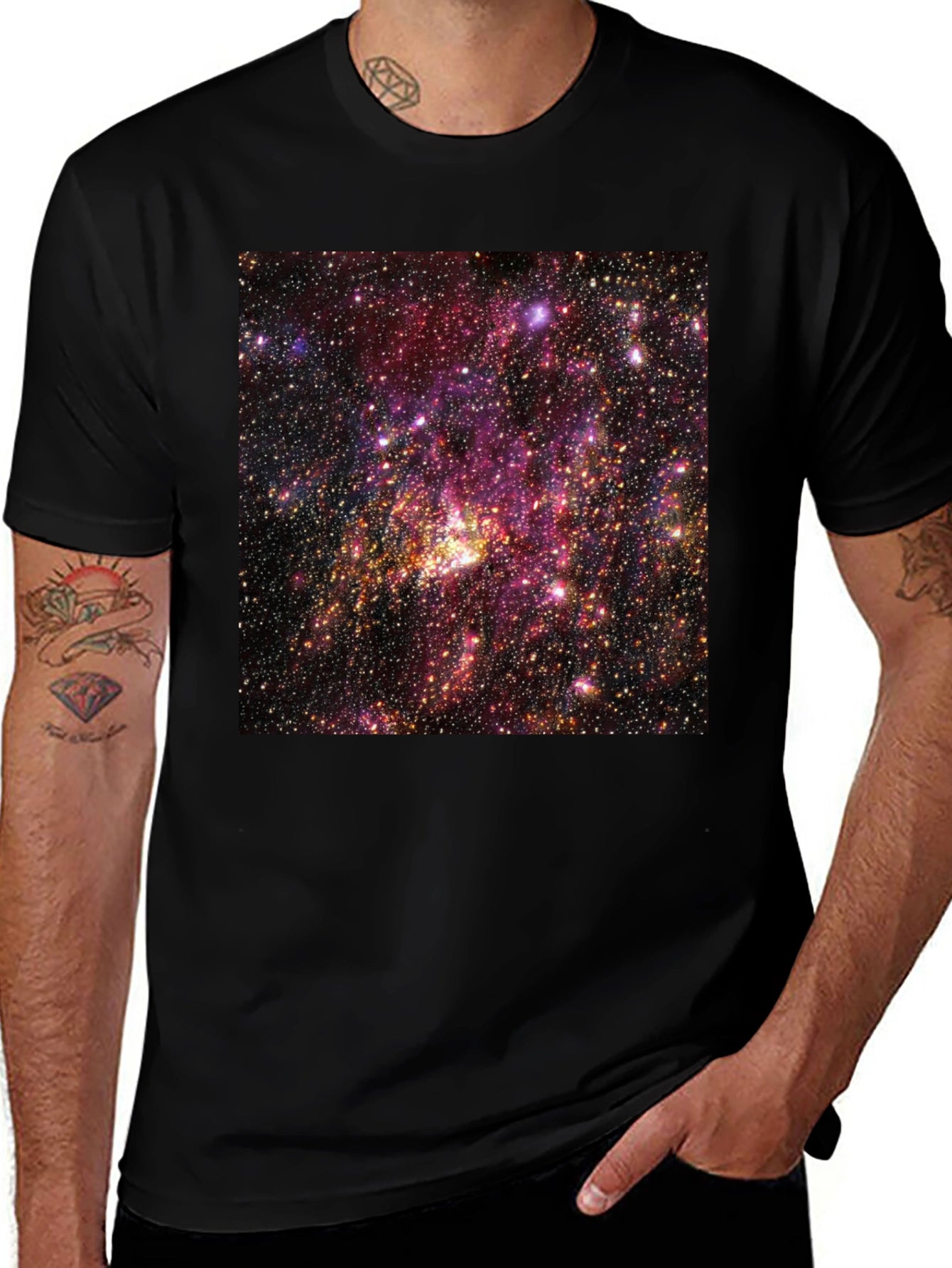 Cosmic Nebula Graphic T-Shirt - Black