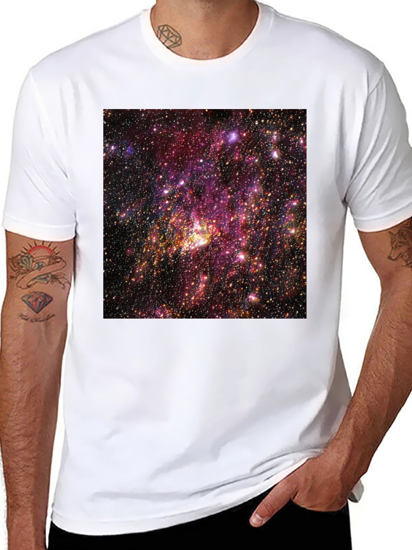 Cosmic Nebula Graphic T-Shirt - Black