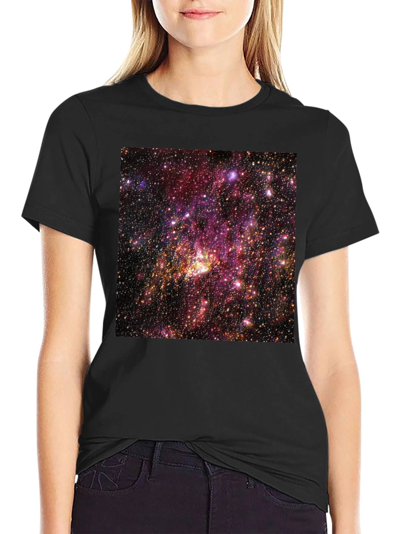 Cosmic Nebula Graphic T-Shirt - Black