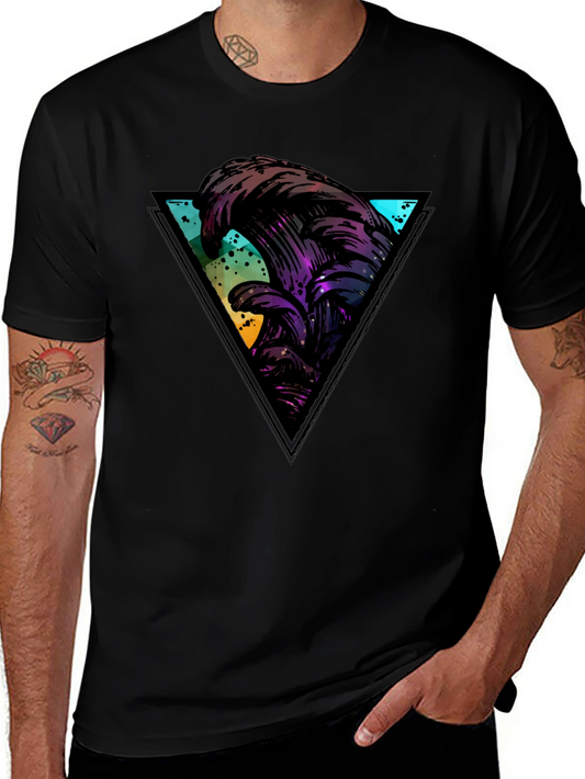 Abstract Wave Triangle Black T-Shirt
