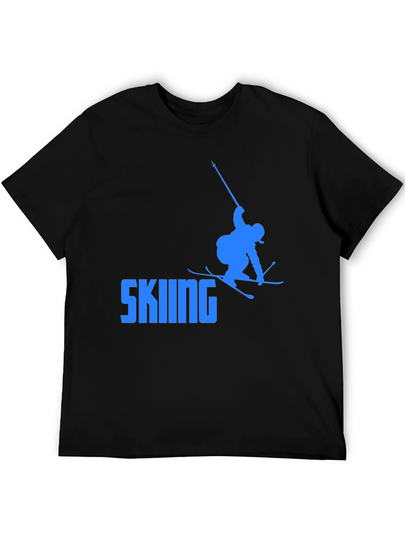 Skiing Graphic Tee - Cool Black T-Shirt