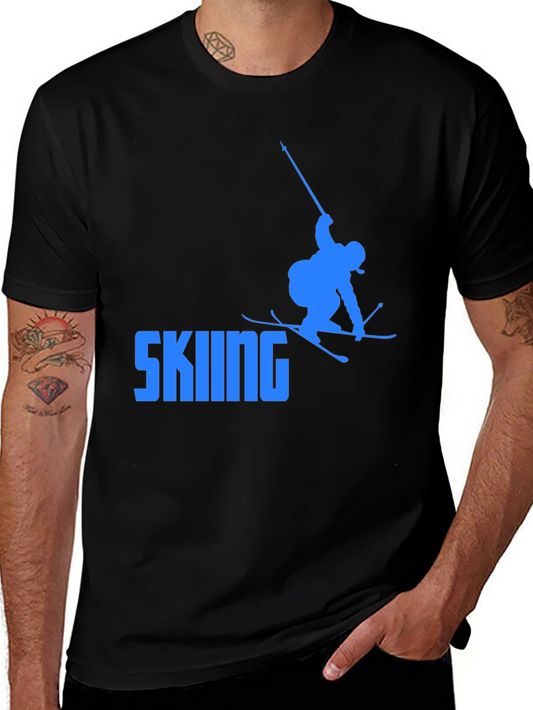 Skiing Graphic Tee - Cool Black T-Shirt