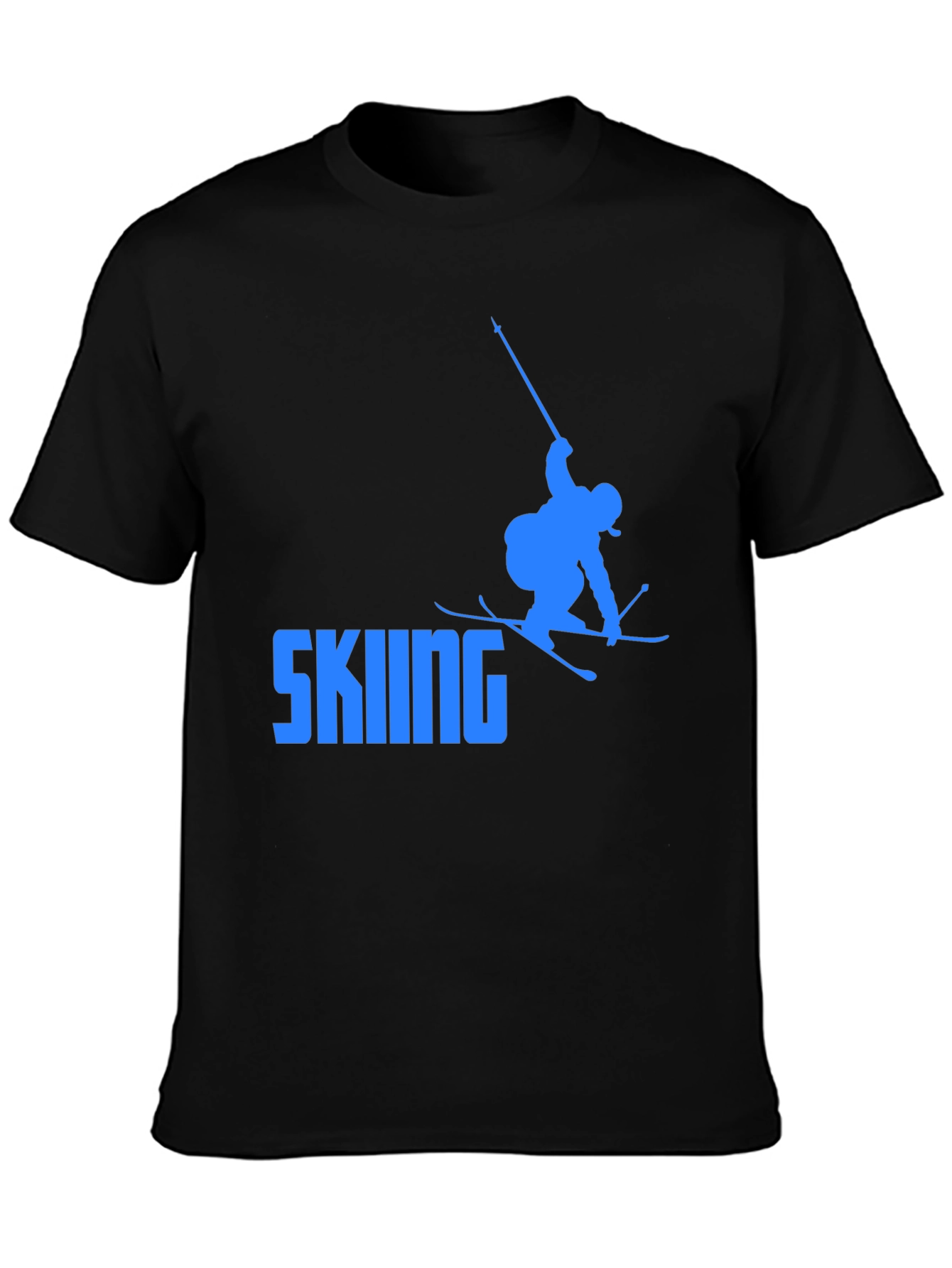 Skiing Graphic Tee - Cool Black T-Shirt
