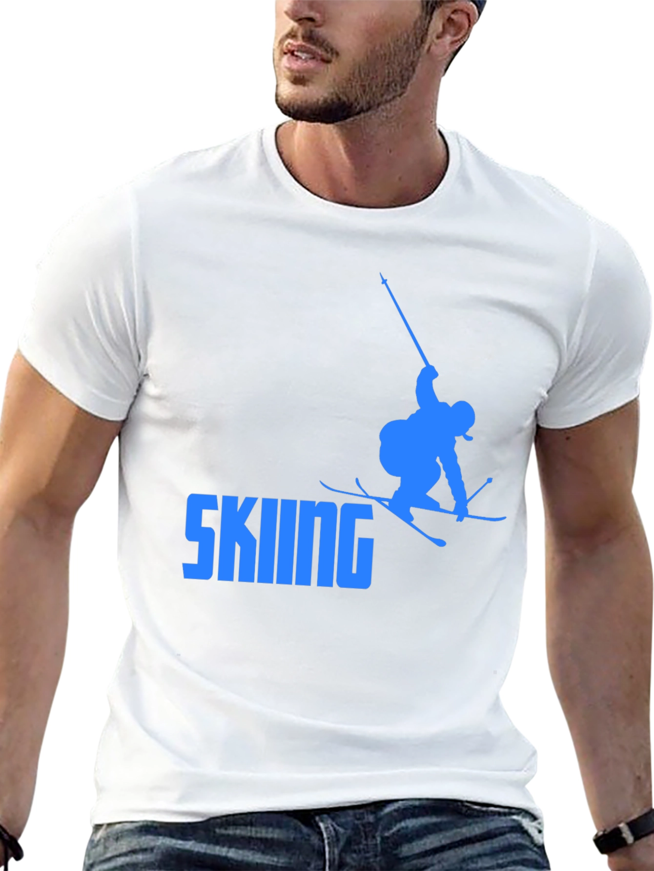 Skiing Graphic Tee - Cool Black T-Shirt
