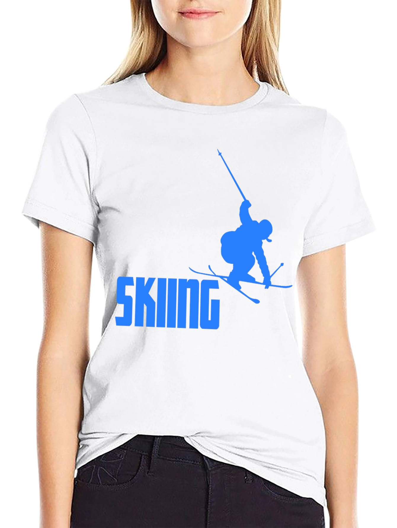Skiing Graphic Tee - Cool Black T-Shirt