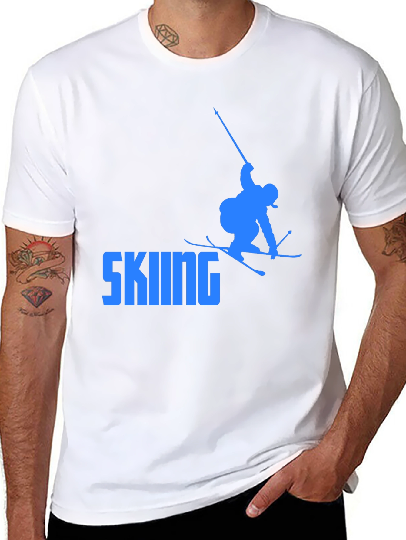 Skiing Graphic Tee - Cool Black T-Shirt