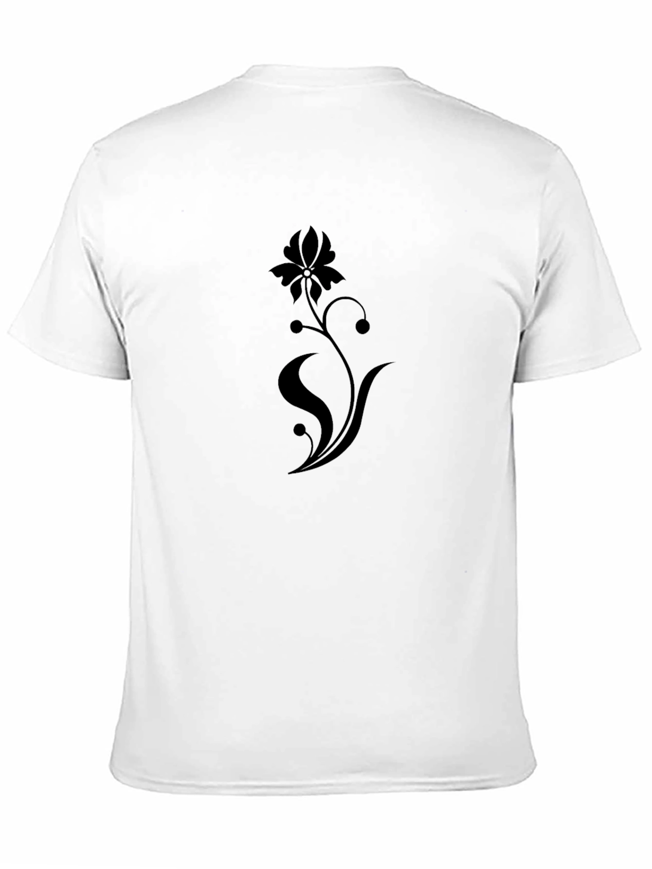 Black Floral Print Stylish Mens T-Shirt