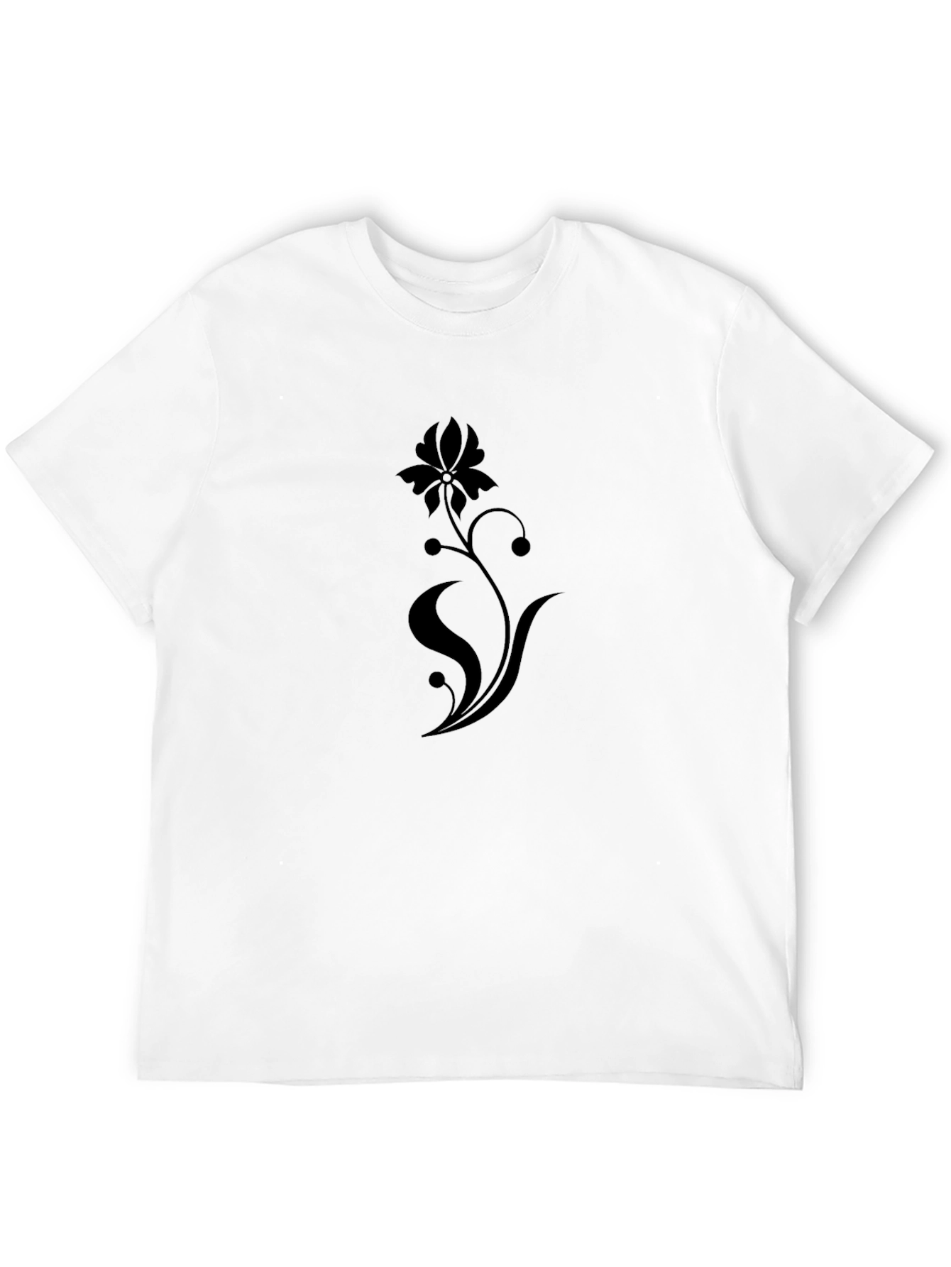 Black Floral Print Stylish Mens T-Shirt