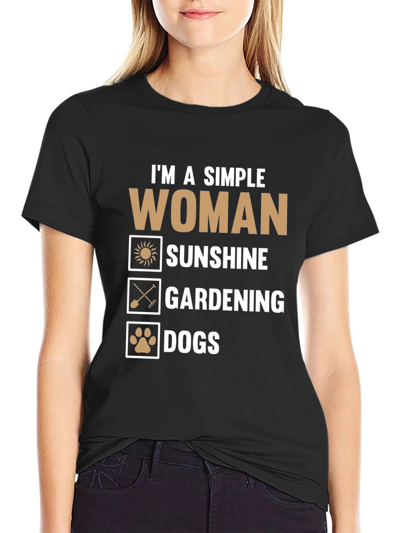 Simple Woman T-Shirt - Sunshine Gardening Dogs