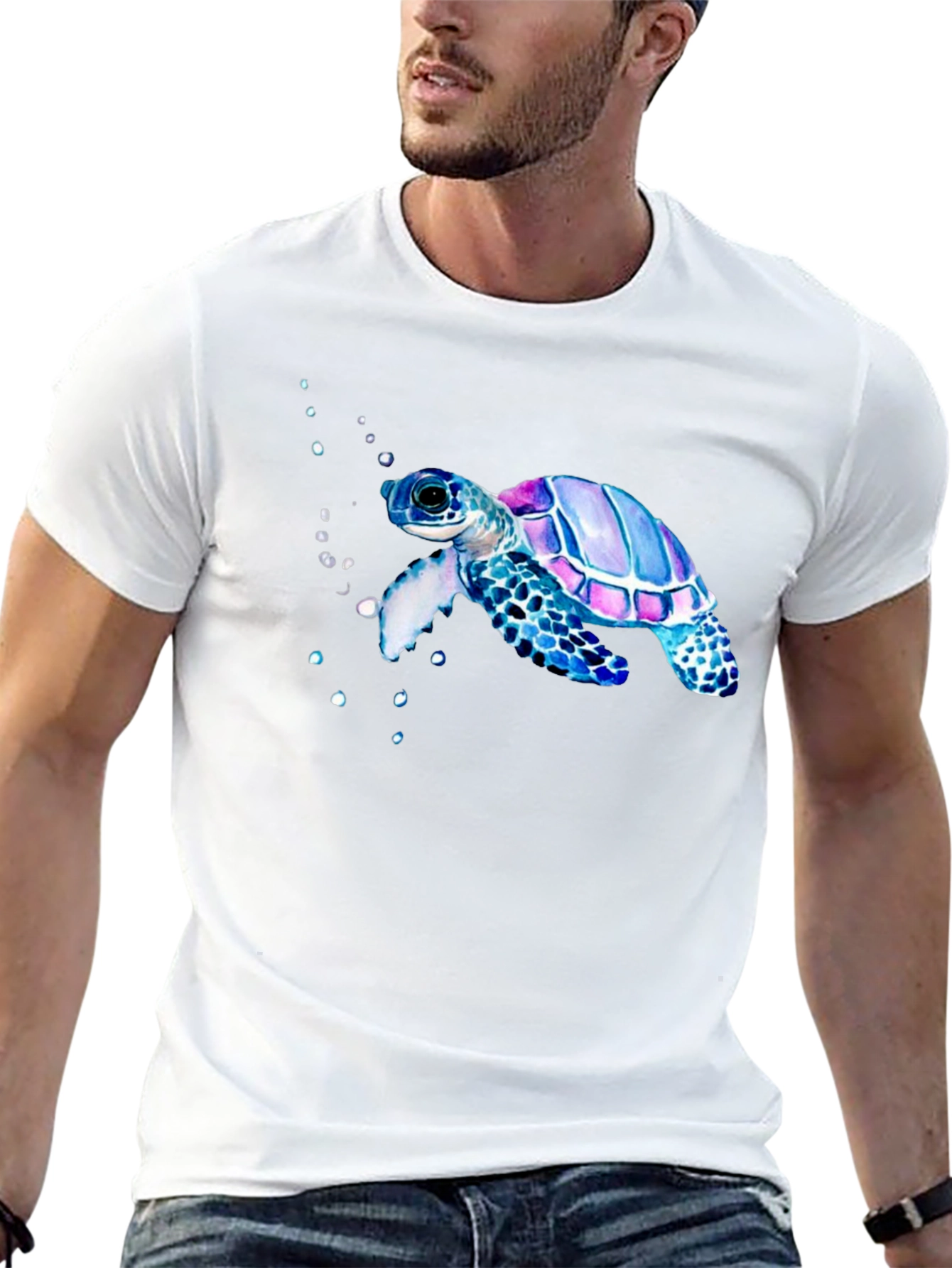 Sea Turtle Graphic Tee - Black Casual T-Shirt