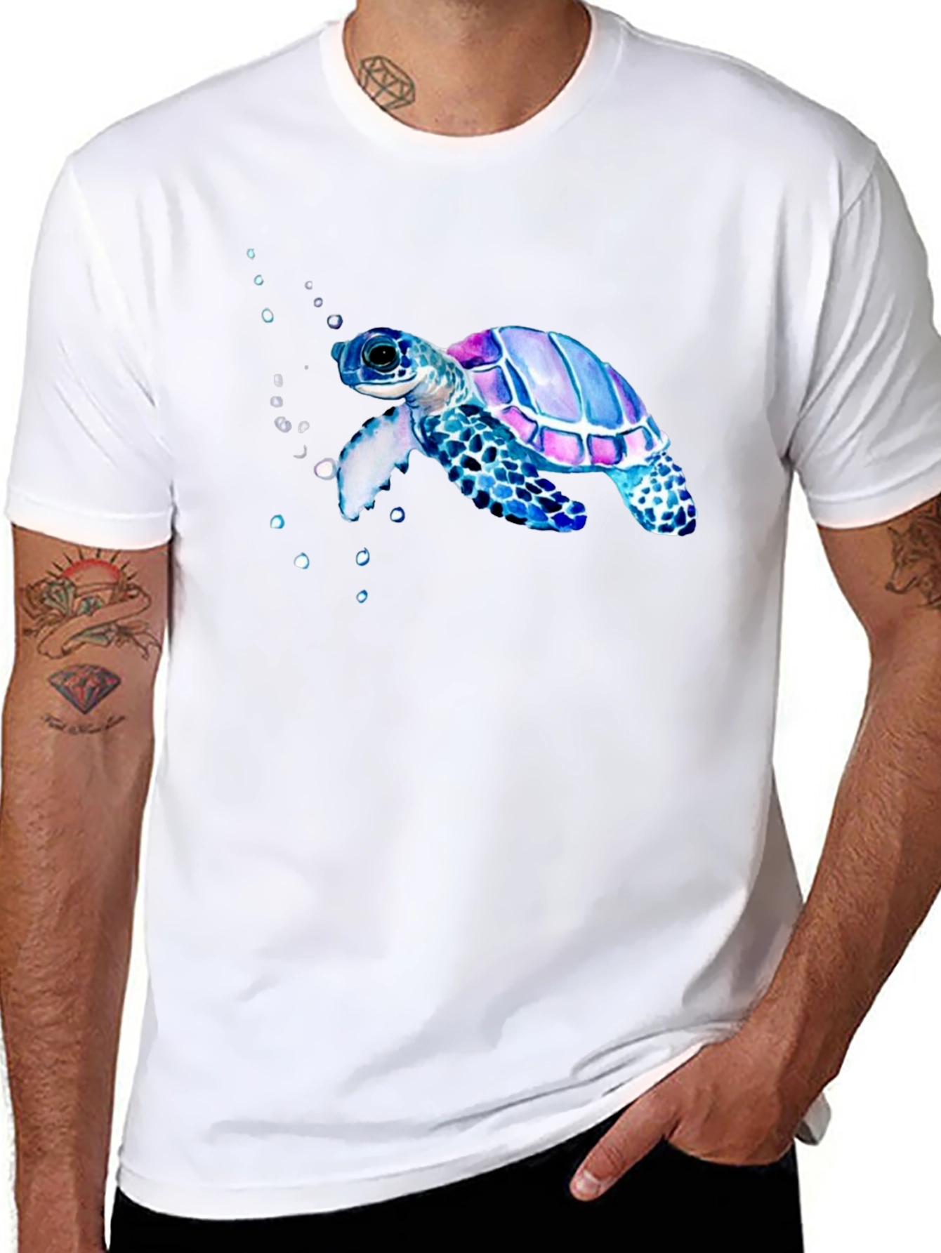 Sea Turtle Graphic Tee - Black Casual T-Shirt