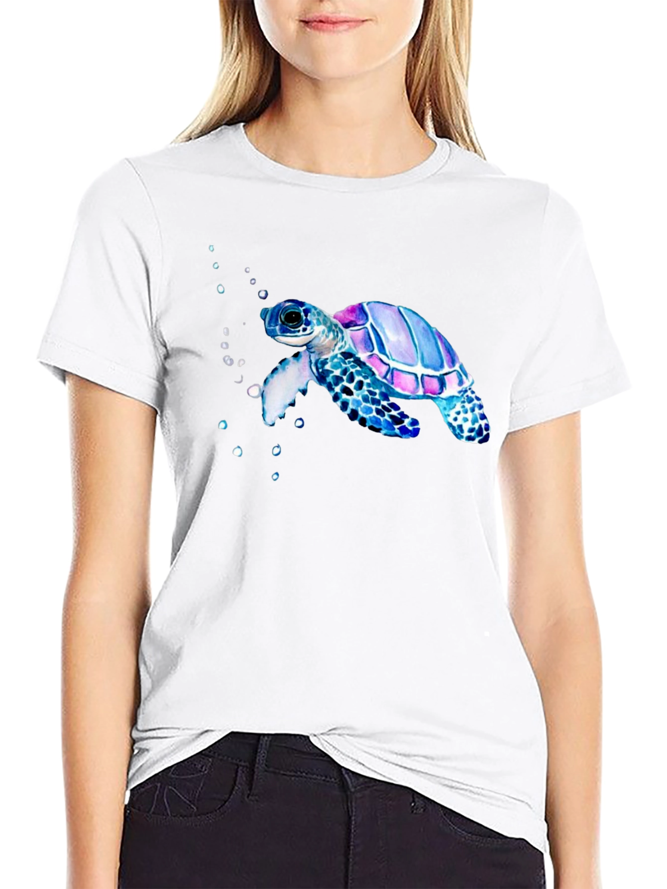 Sea Turtle Graphic Tee - Black Casual T-Shirt