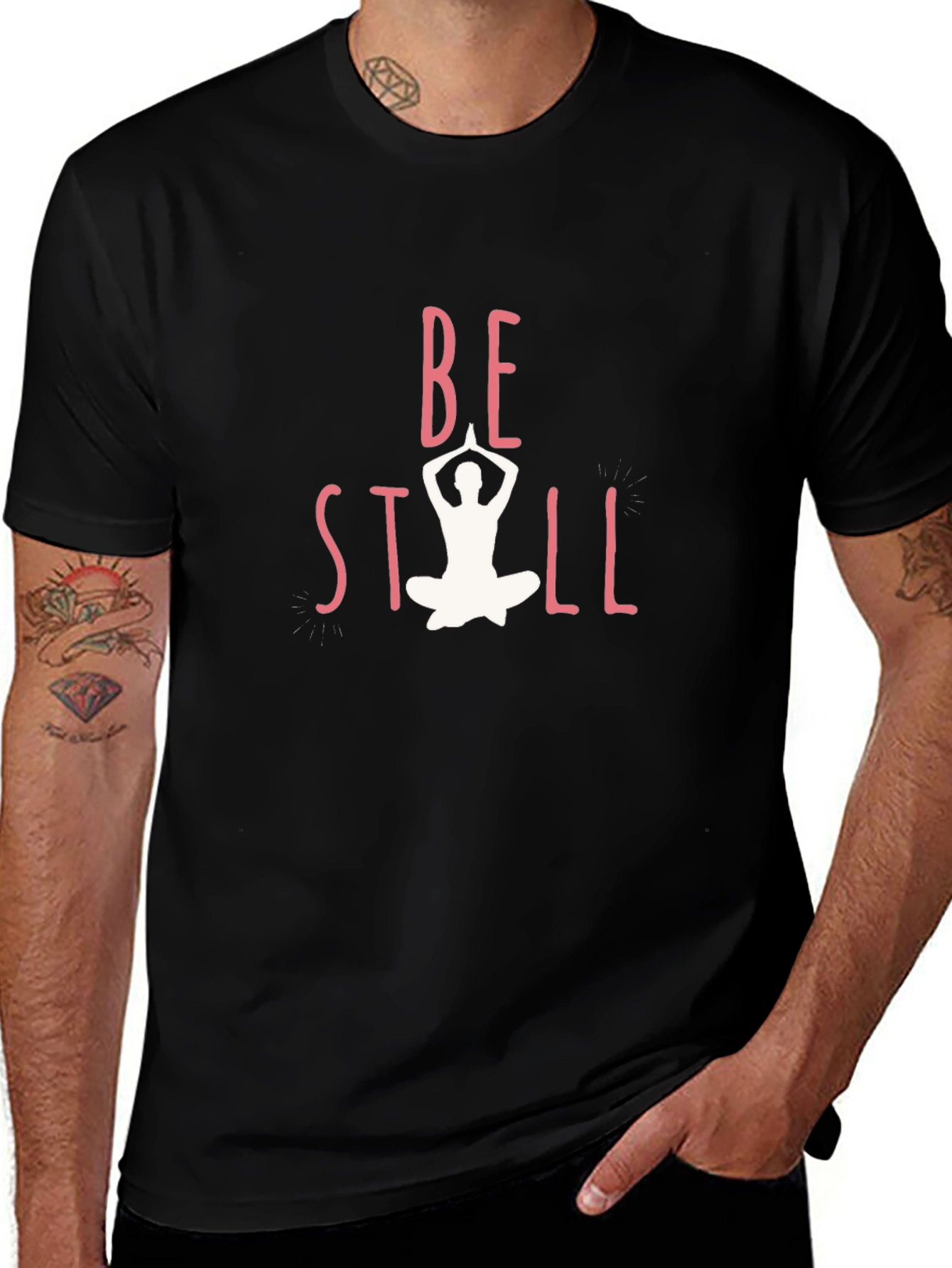 Be Still Yoga Graphic Black T-Shirt
