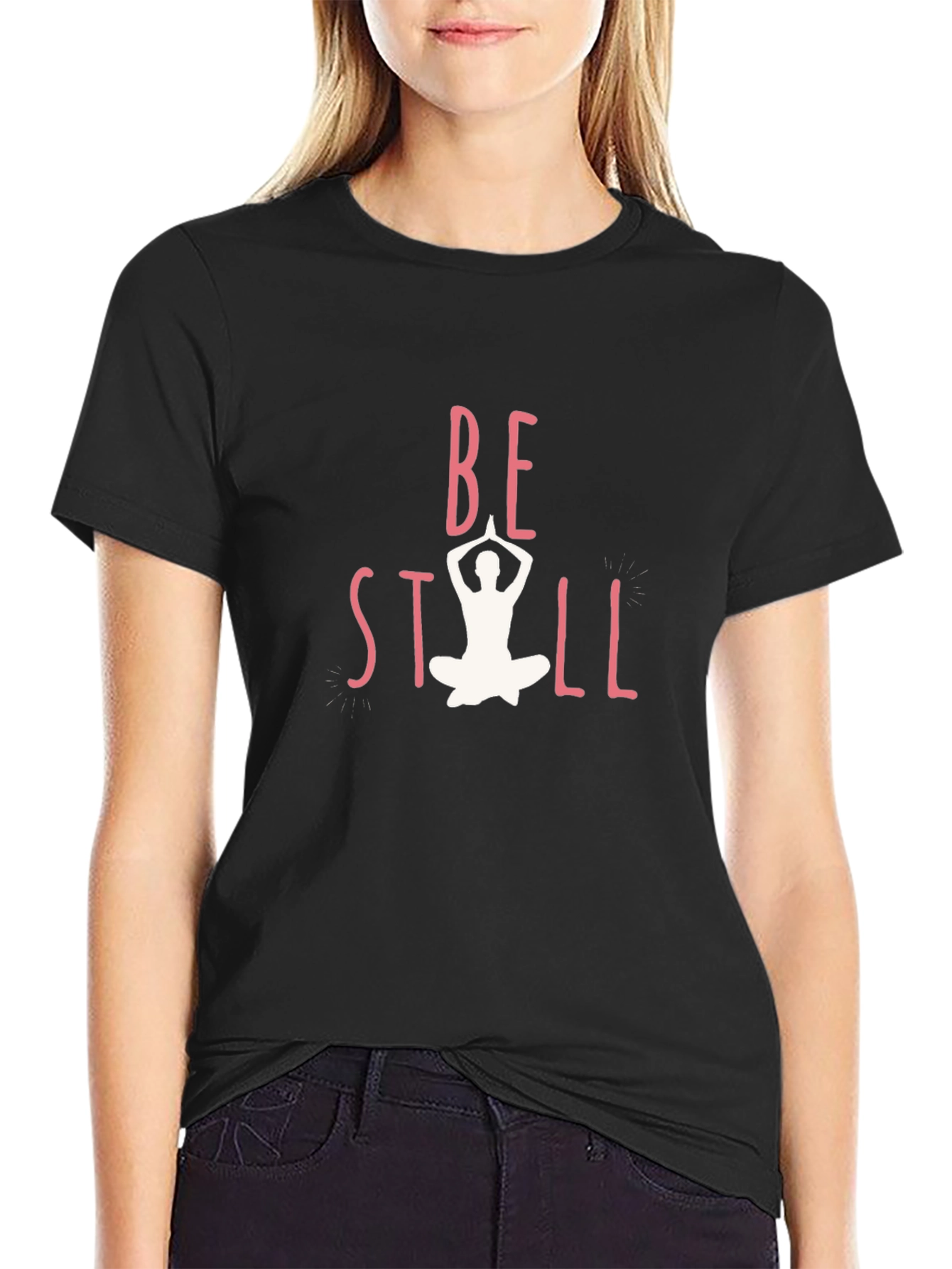 Be Still Yoga Graphic Black T-Shirt
