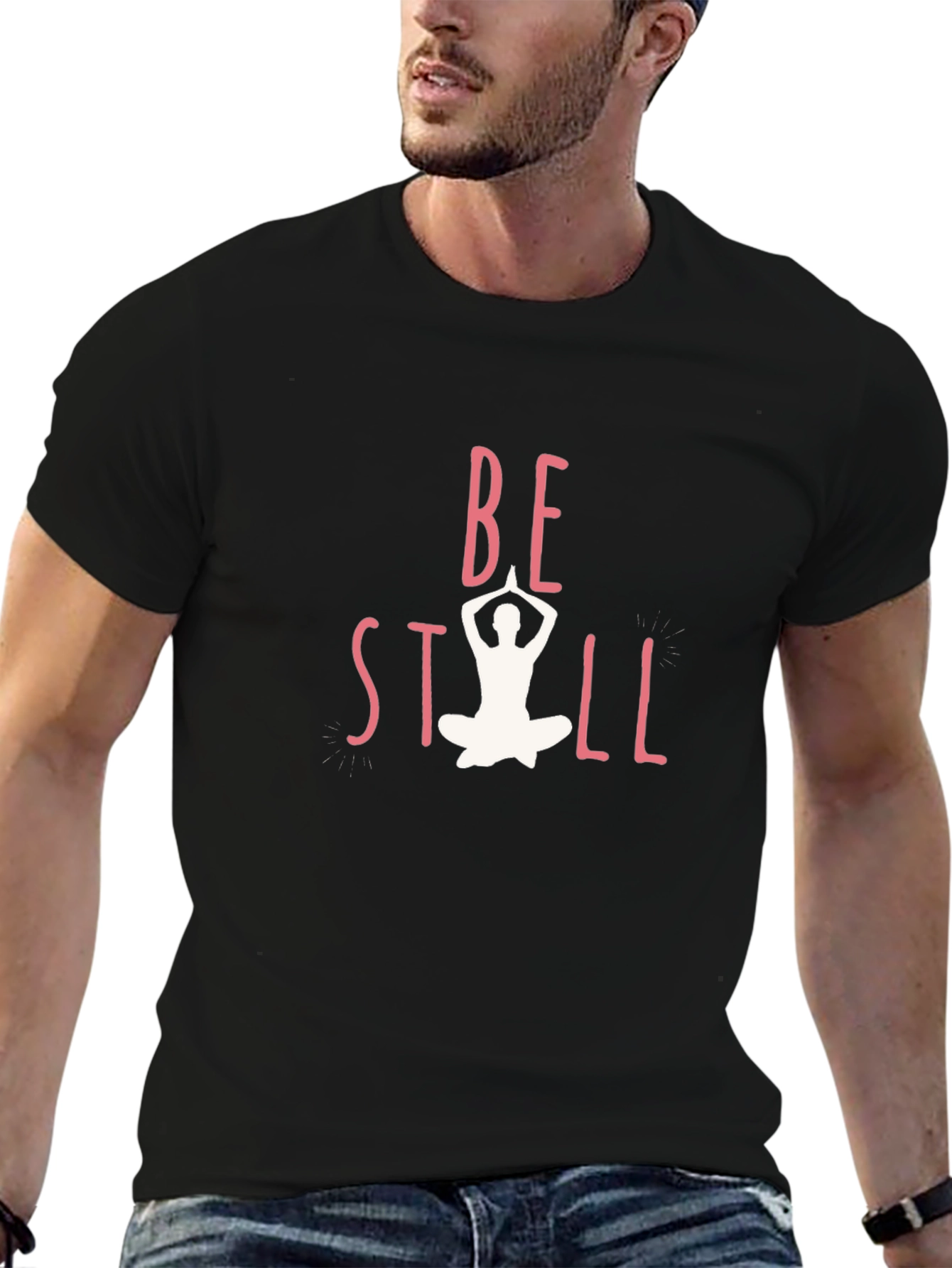 Be Still Yoga Graphic Black T-Shirt
