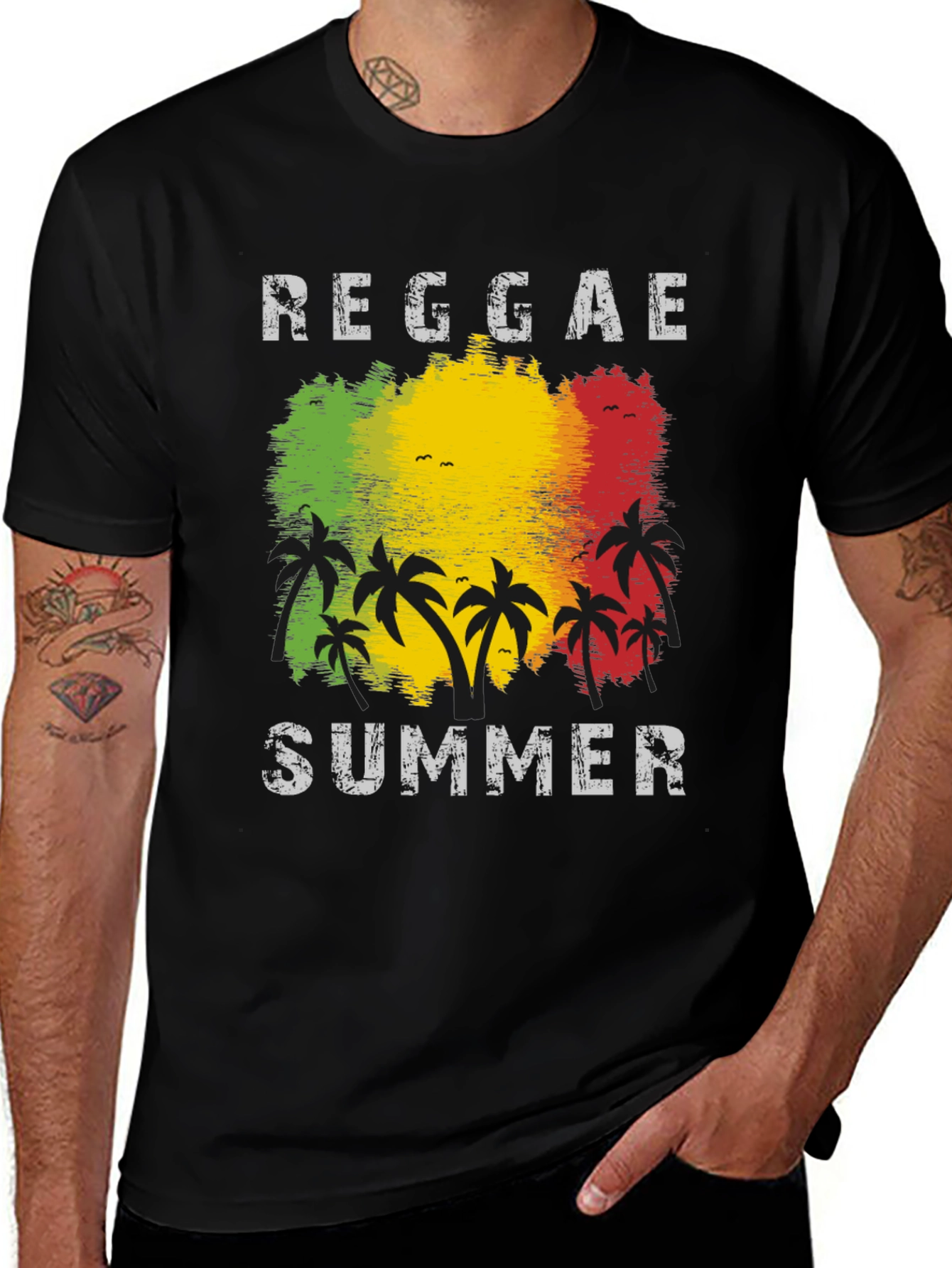 Reggae Summer Palm Tree Graphic T-Shirt