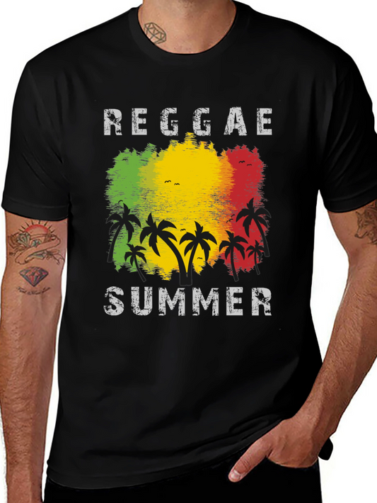 Reggae Summer Palm Tree Graphic T-Shirt
