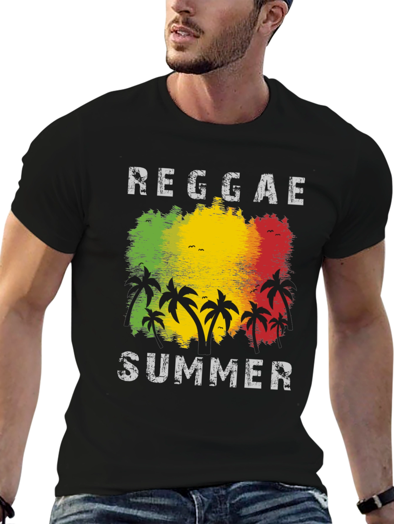 Reggae Summer Palm Tree Graphic T-Shirt