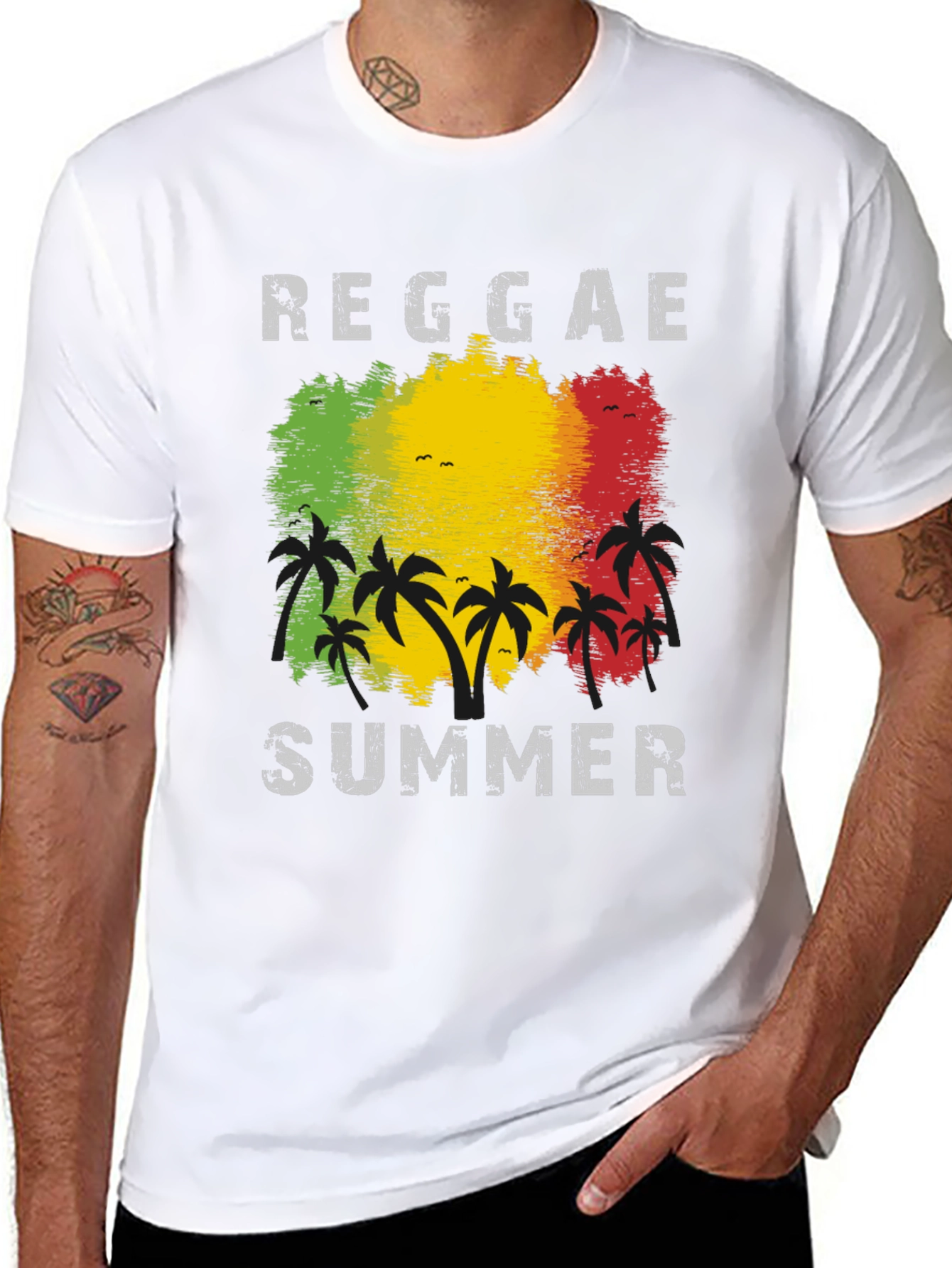 Reggae Summer Palm Tree Graphic T-Shirt
