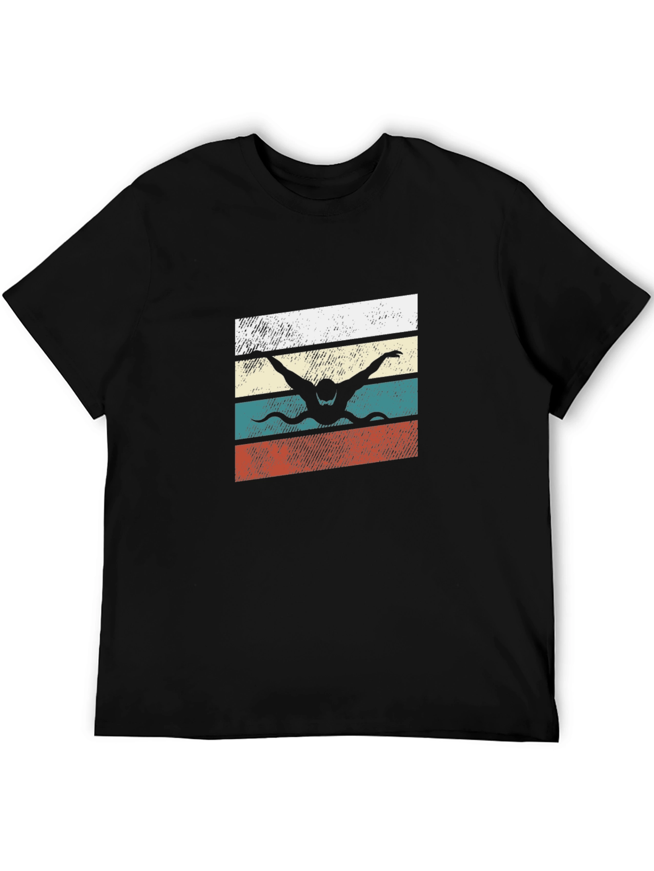 Retro Swimmer Graphic Tee - Black