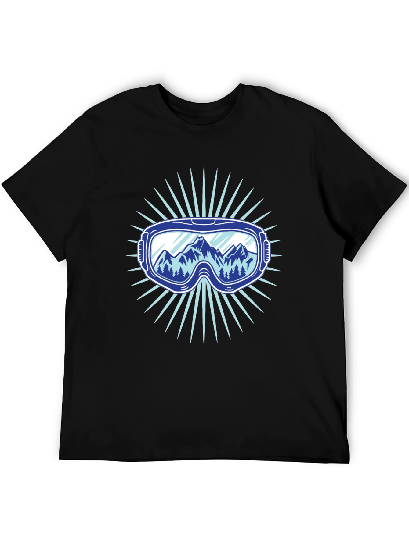 Mountains Ski Goggles Graphic Tee - Black