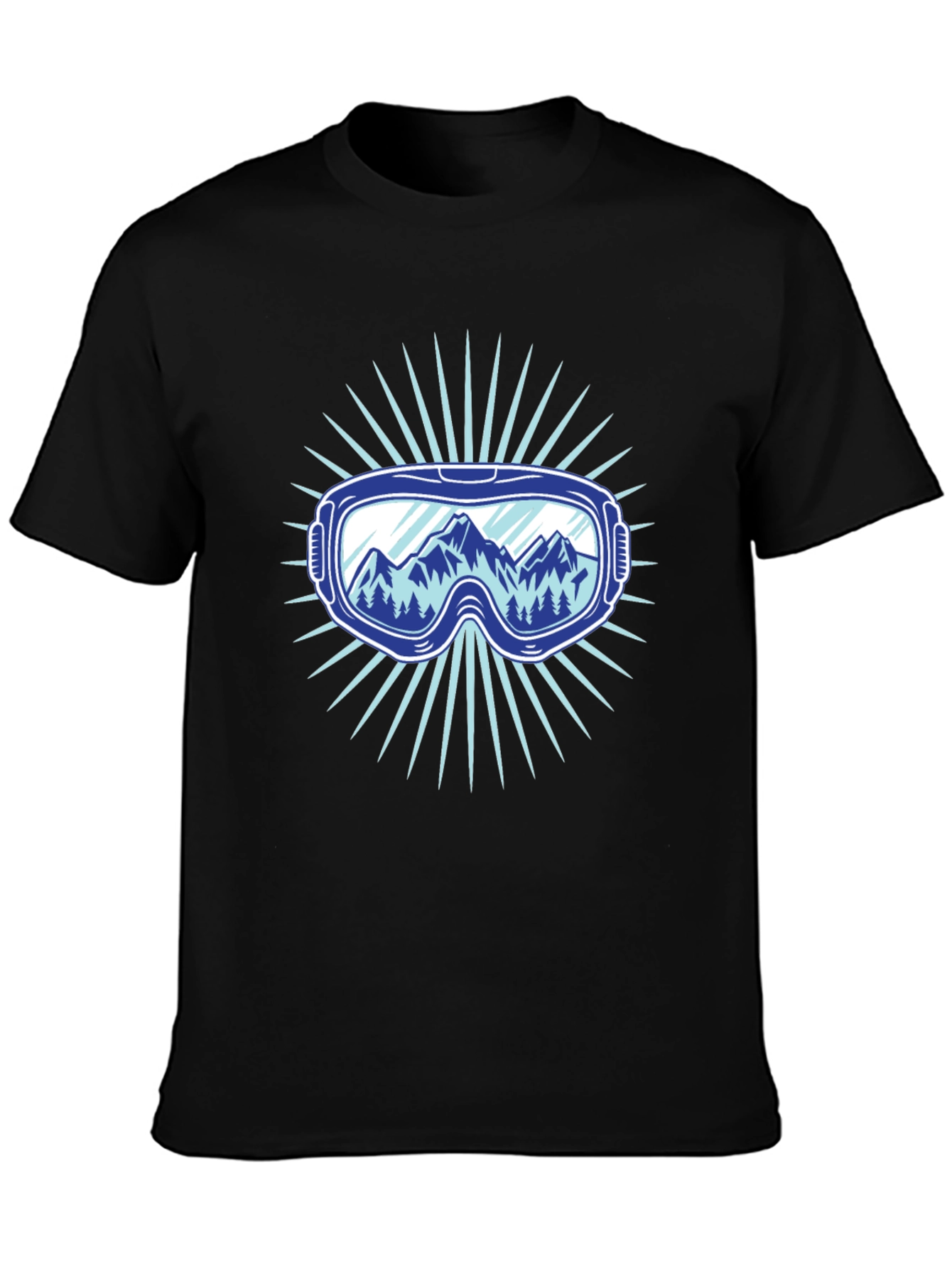 Mountains Ski Goggles Graphic Tee - Black