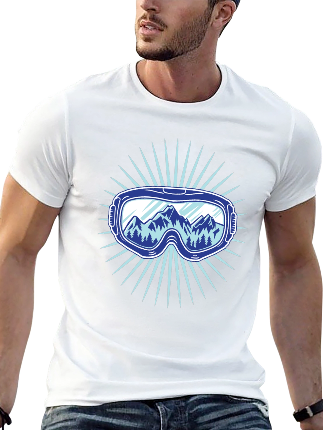 Mountains Ski Goggles Graphic Tee - Black