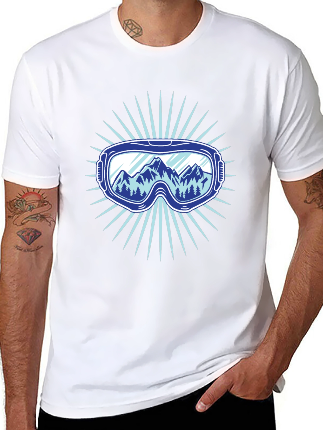 Mountains Ski Goggles Graphic Tee - Black