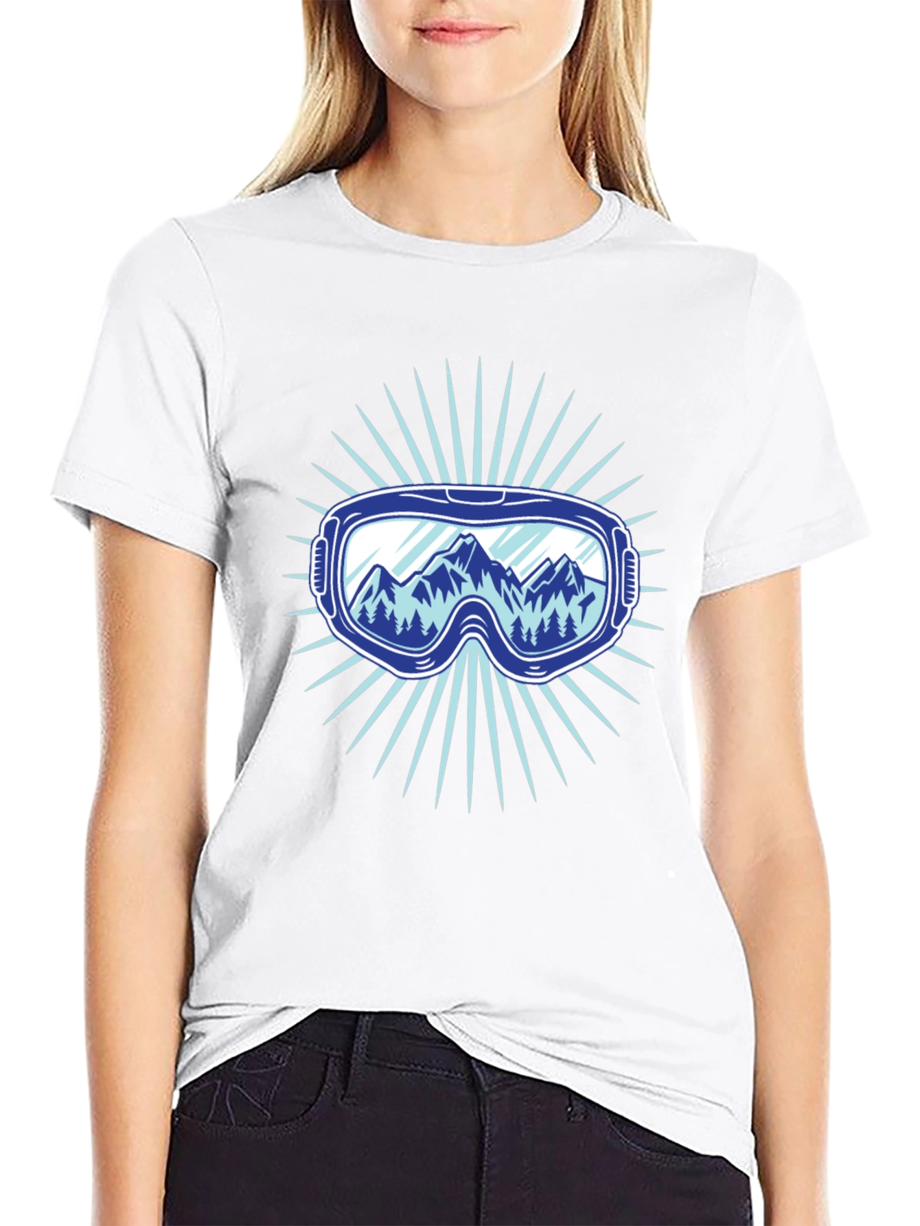 Mountains Ski Goggles Graphic Tee - Black