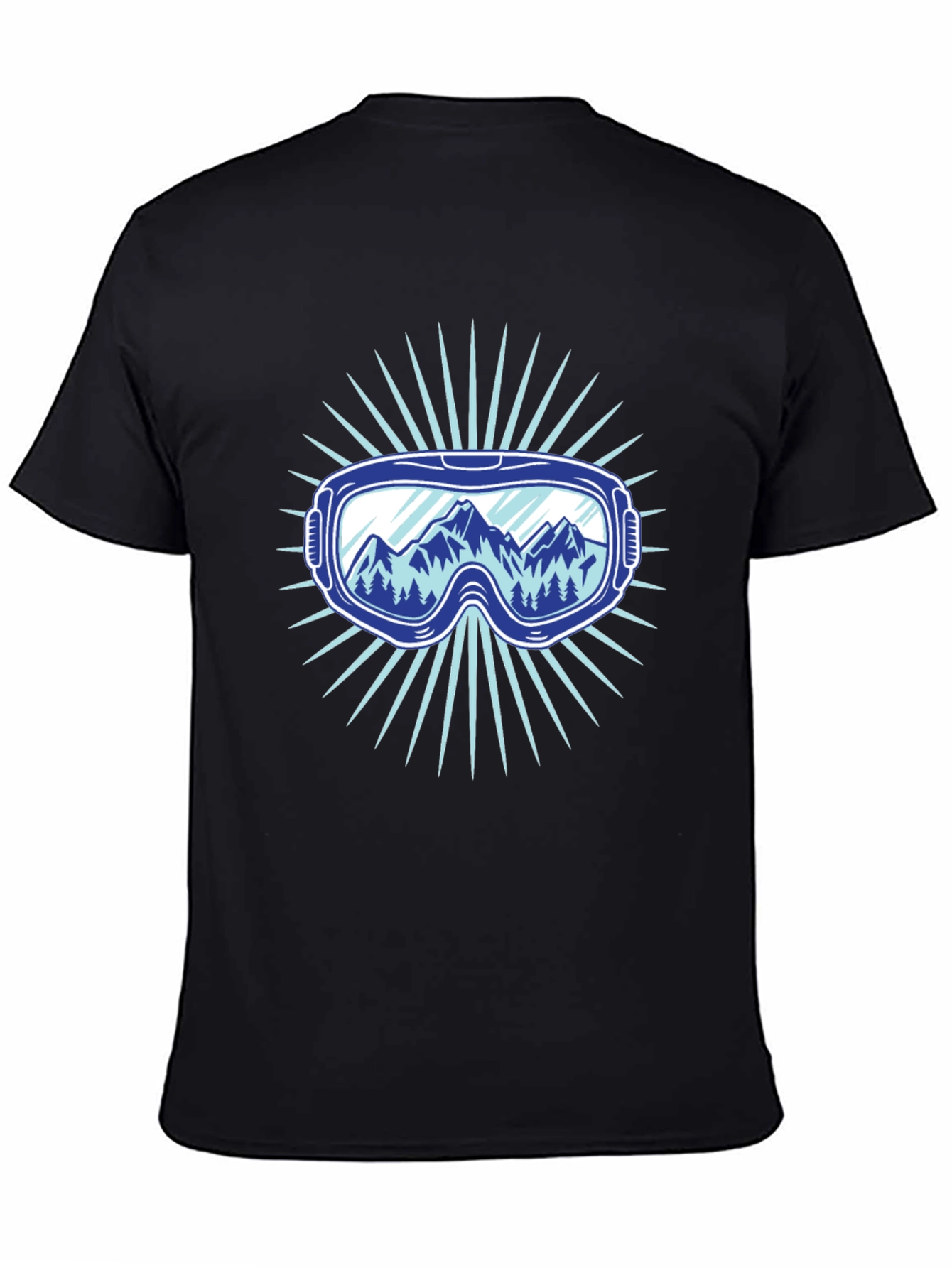 Mountains Ski Goggles Graphic Tee - Black