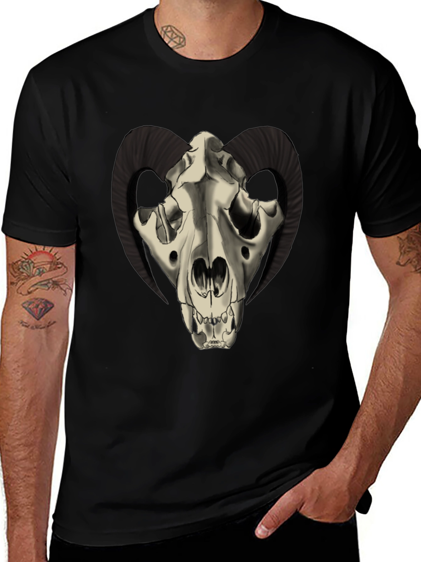 Ram Skull Graphic Tee - Dark and Edgy Style