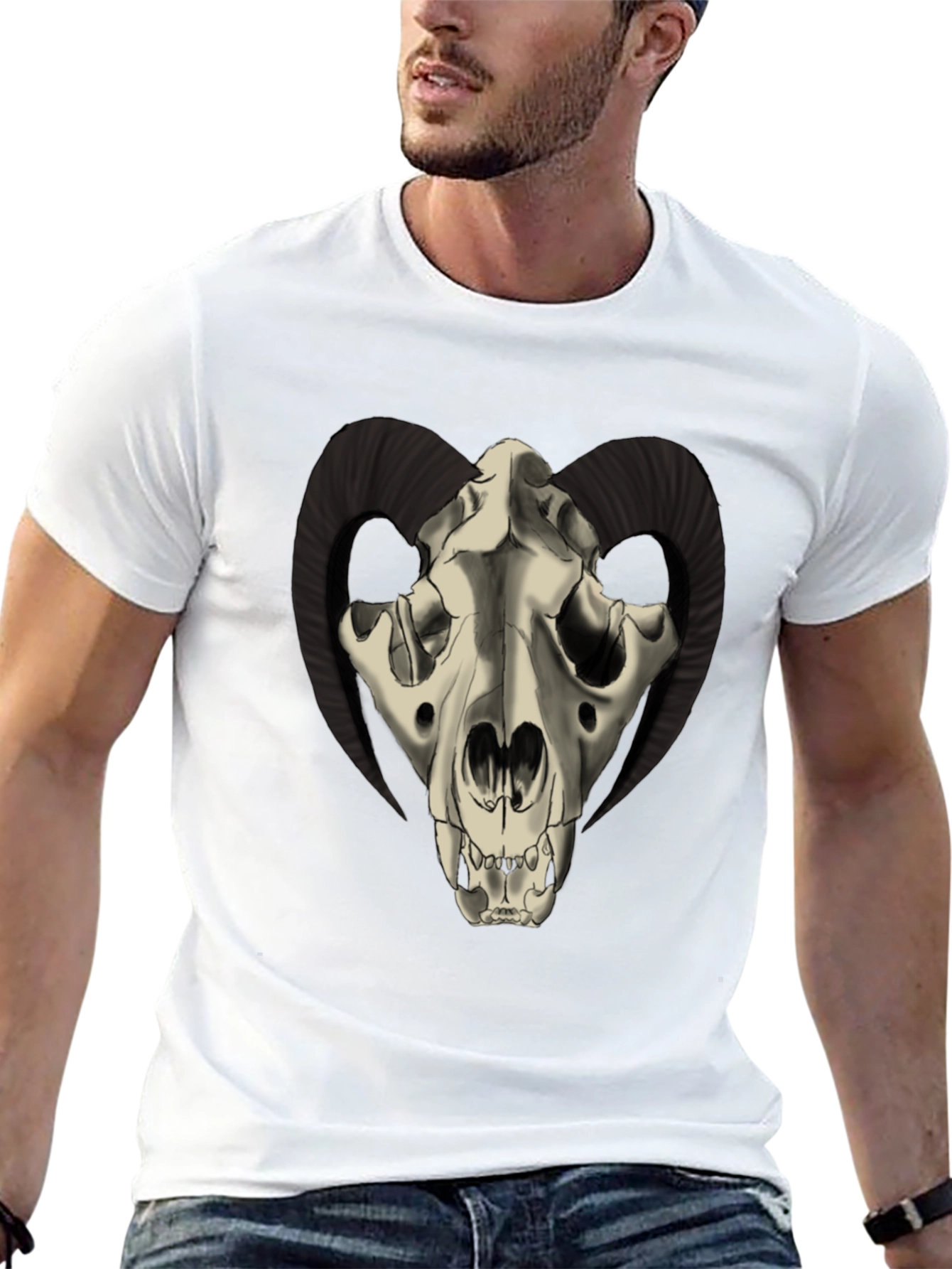 Ram Skull Graphic Tee - Dark and Edgy Style