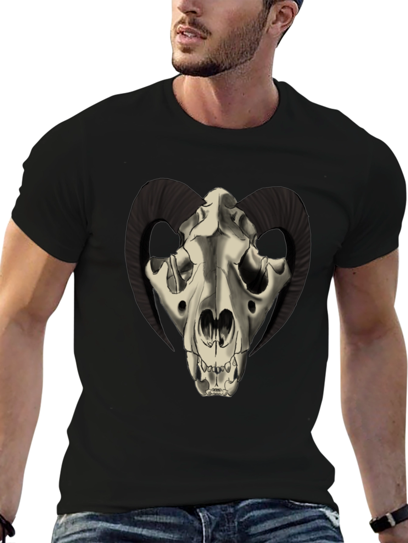 Ram Skull Graphic Tee - Dark and Edgy Style