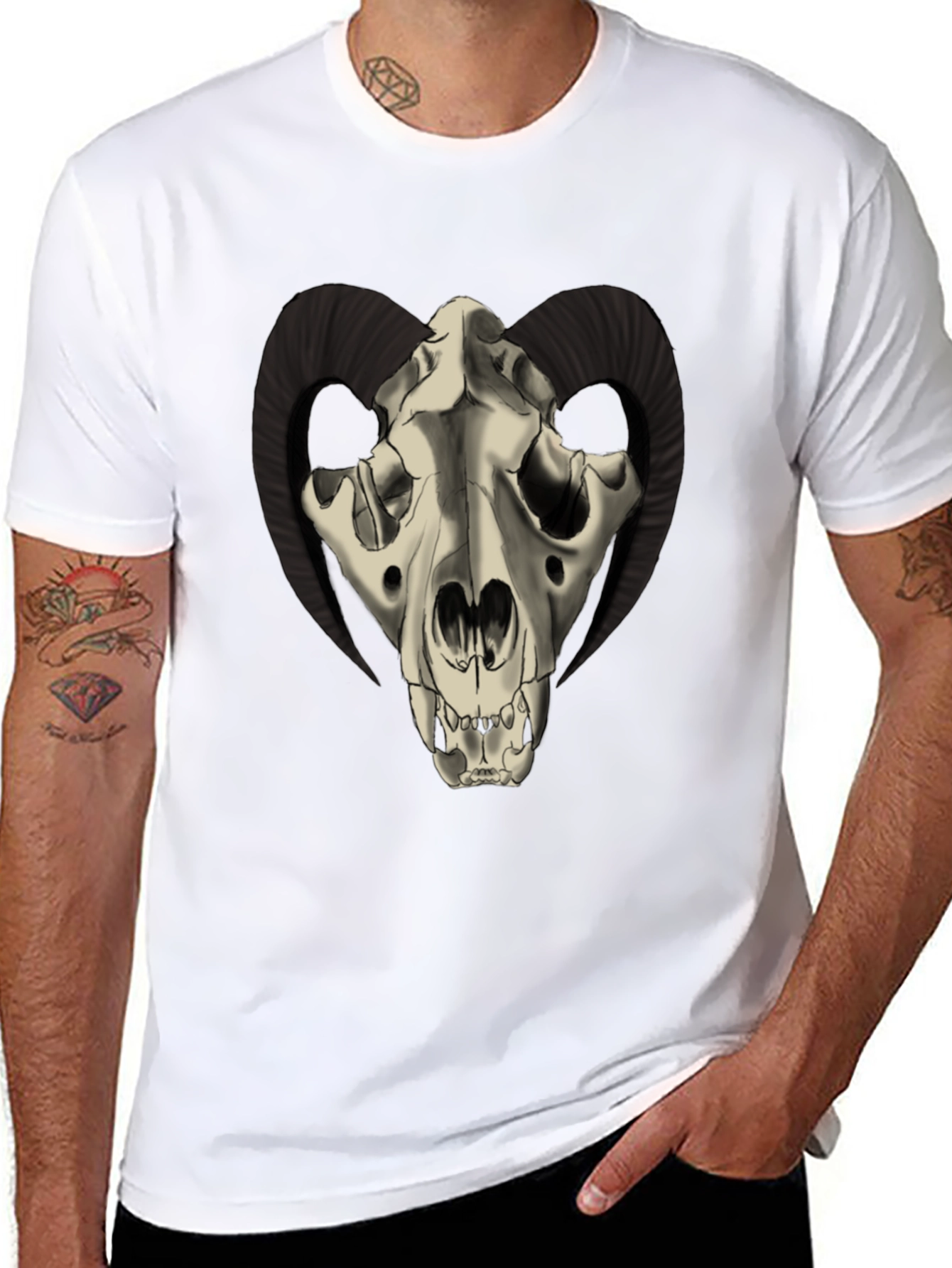 Ram Skull Graphic Tee - Dark and Edgy Style