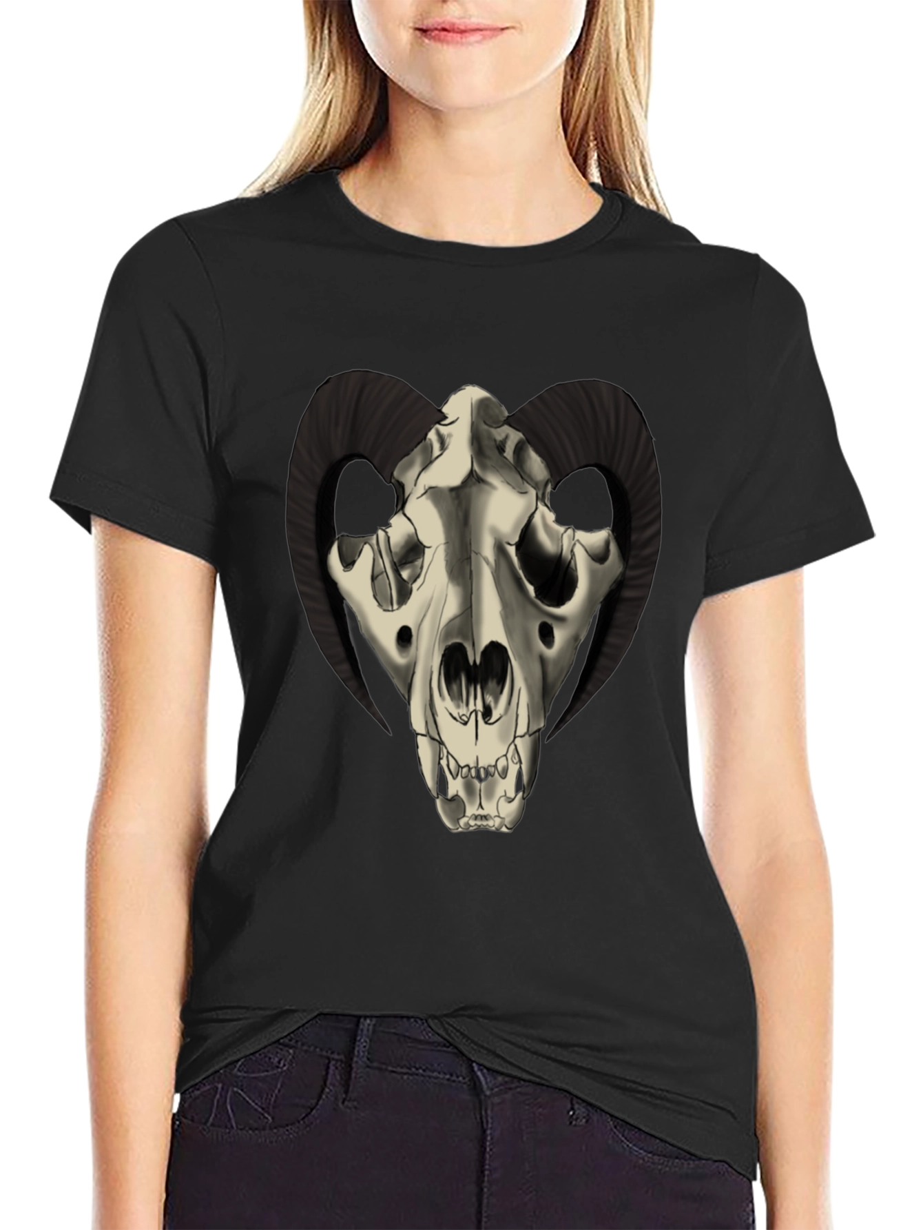 Ram Skull Graphic Tee - Dark and Edgy Style