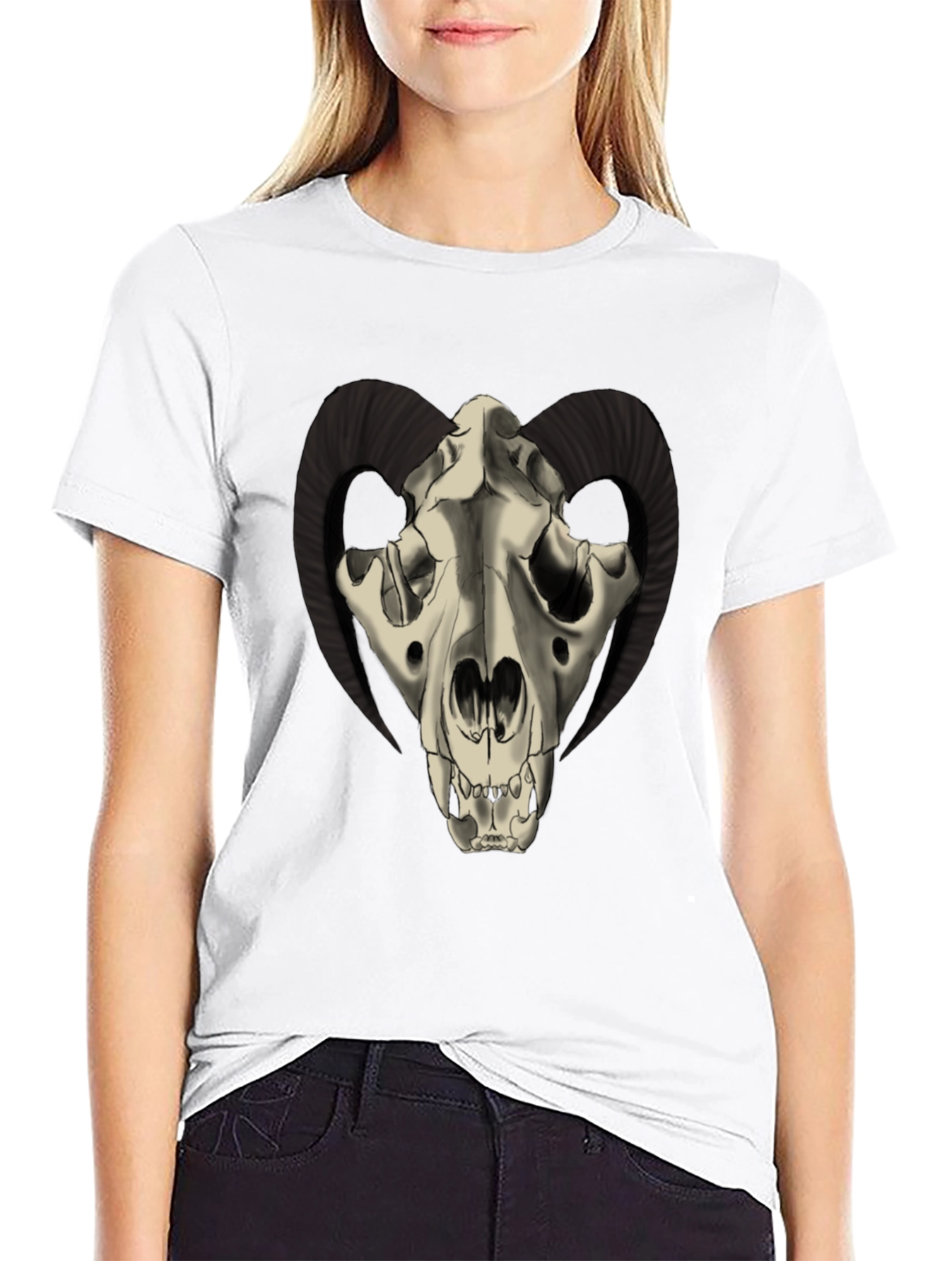 Ram Skull Graphic Tee - Dark and Edgy Style