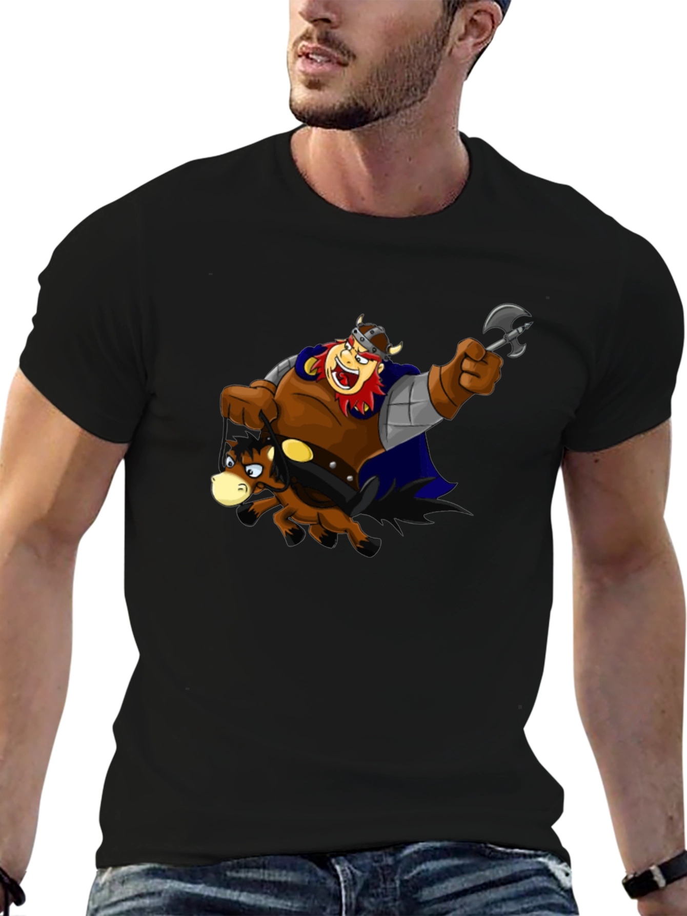 Viking Ride T-Shirt Black Cotton Tee