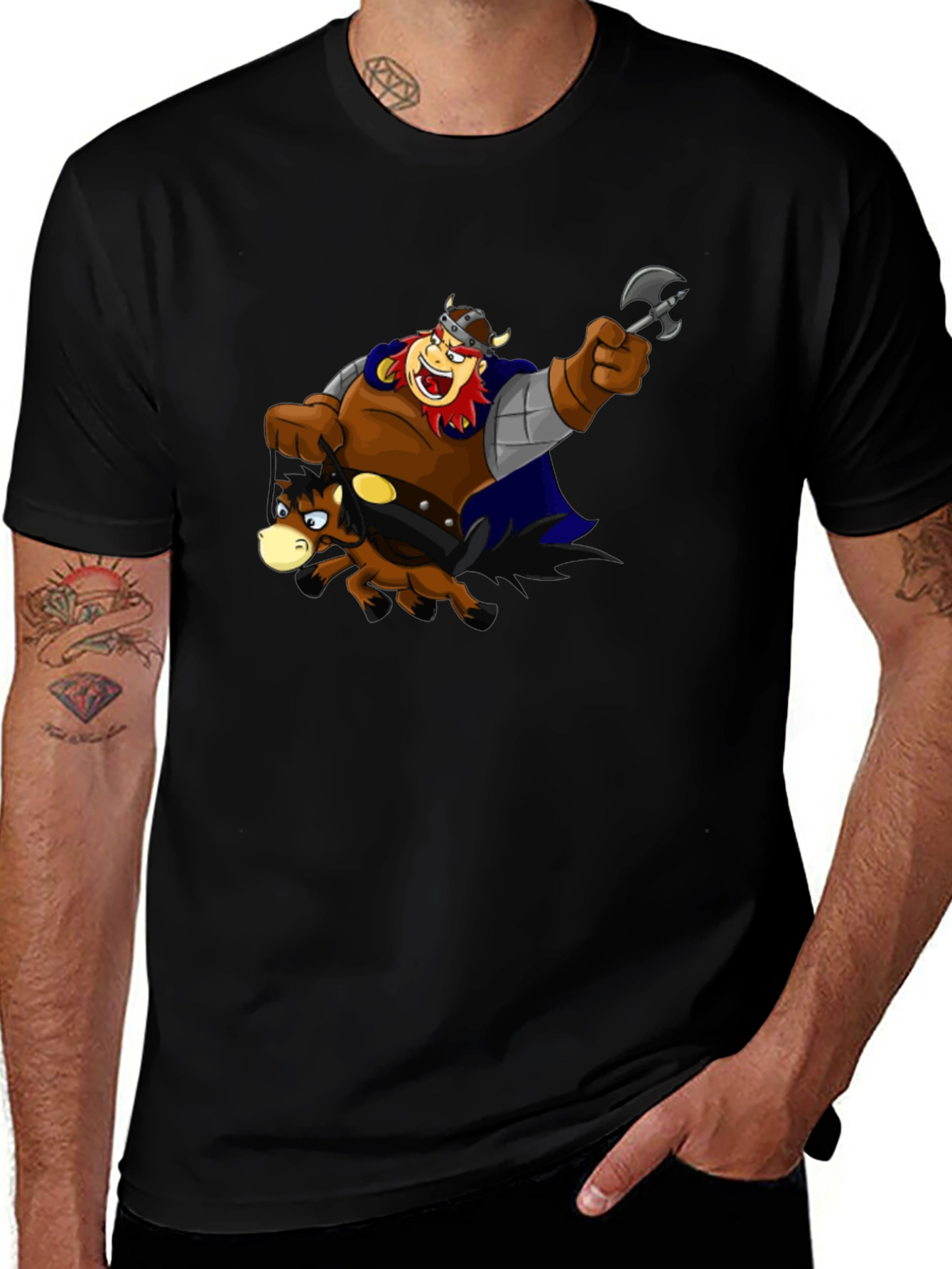 Viking Ride T-Shirt Black Cotton Tee